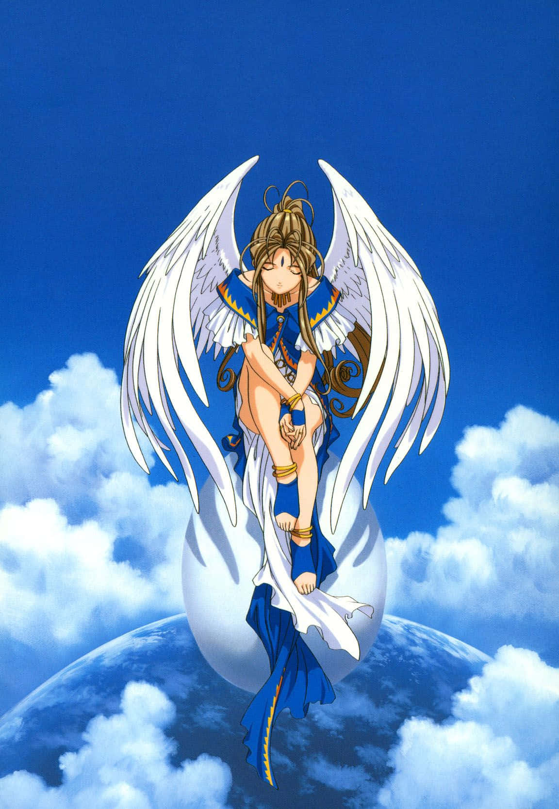 Belldandy, Ah My Goddess, white wings, HD Phone Wallpaper