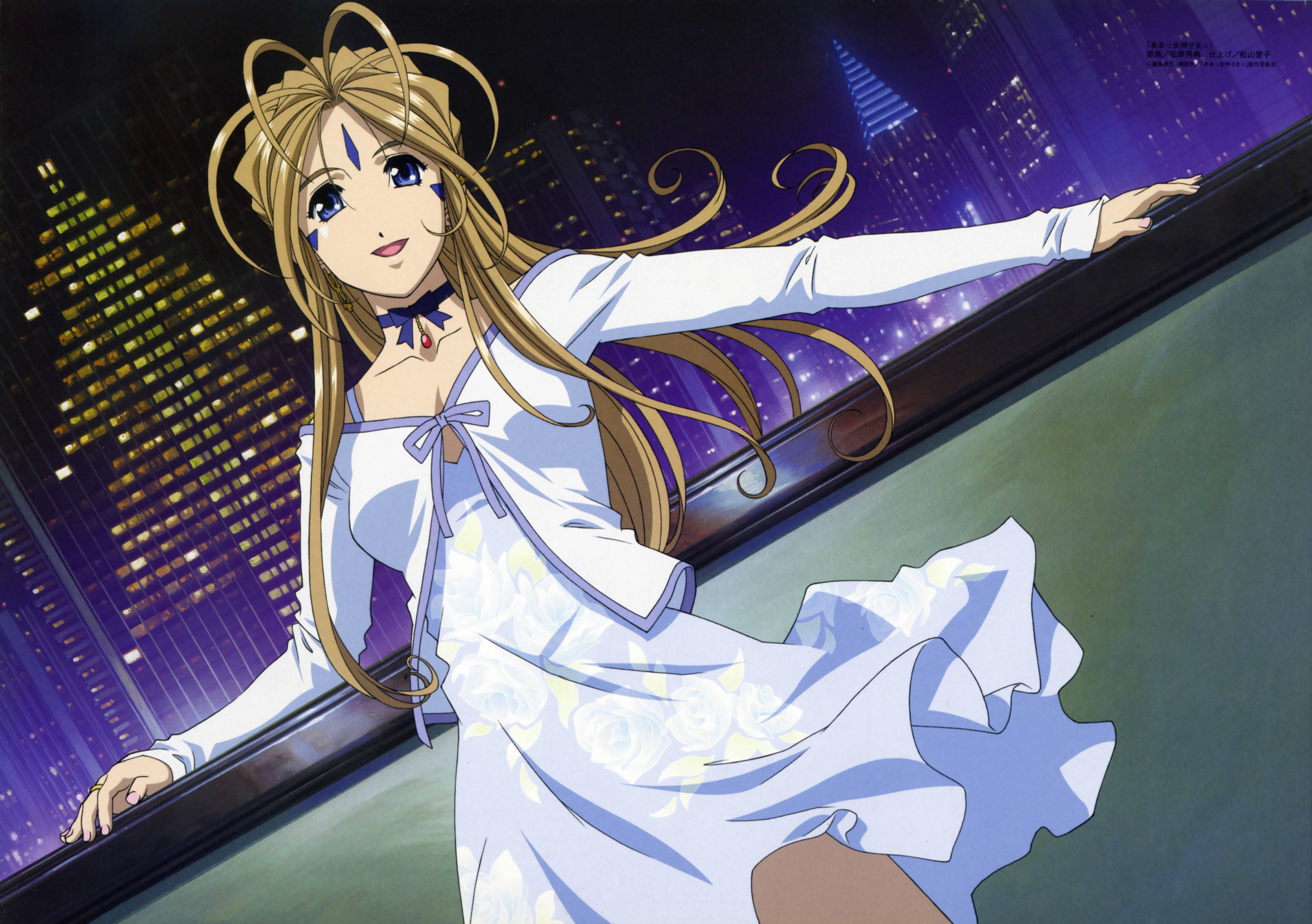 Ah My Goddess Belldandy, blonde anime girl, white dress, 5K Desktop Wallpaper