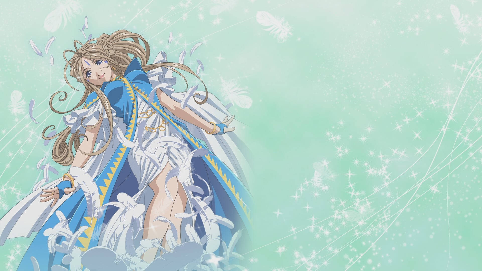 Ah My Goddess, green artwork, anime girl, Full HD Desktop Wallpaper