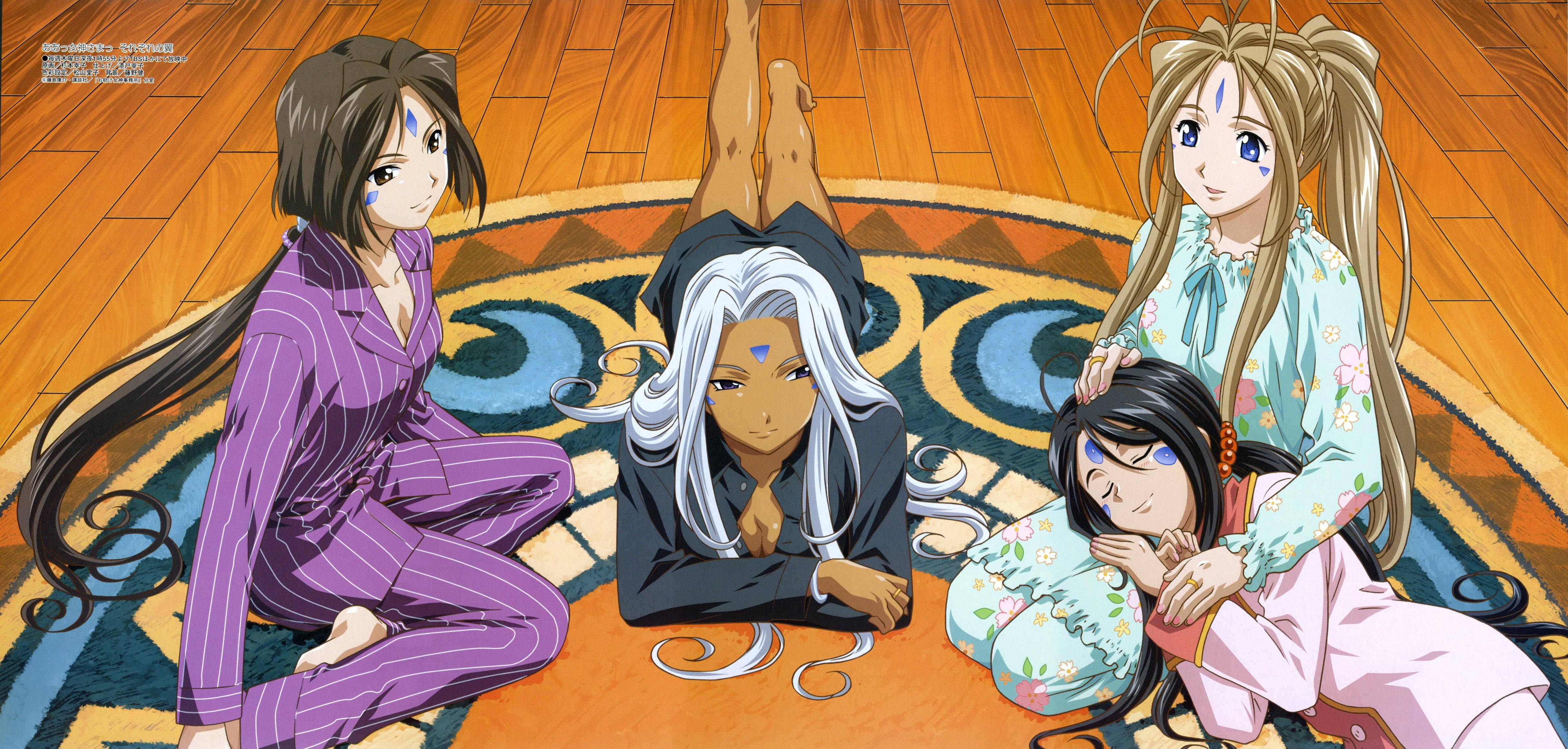 Ah My Goddess, pajamas, patterned rug, 4K Desktop Wallpaper