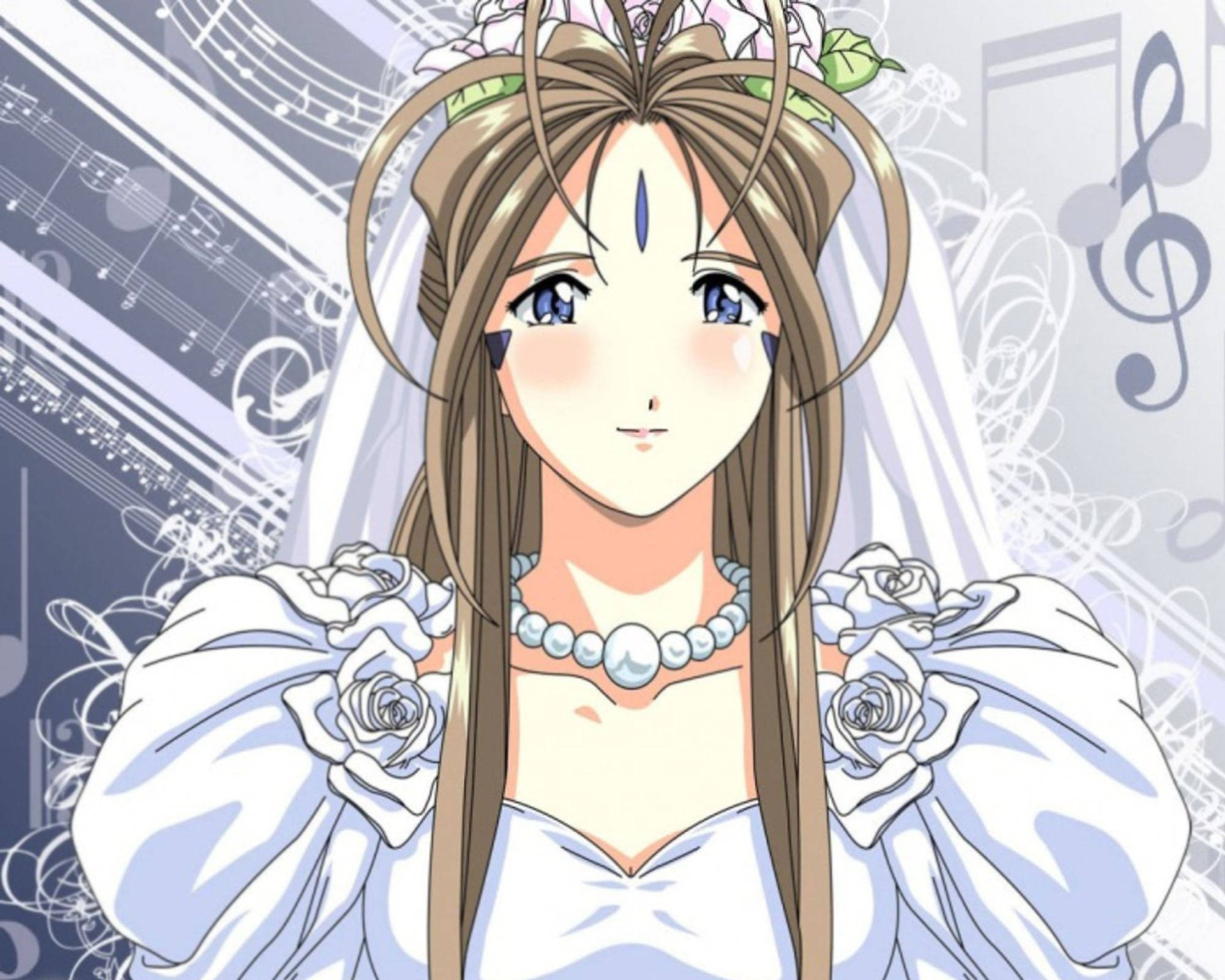 Ah My Goddess, bridal look, blue eyes, Full HD Desktop Wallpaper