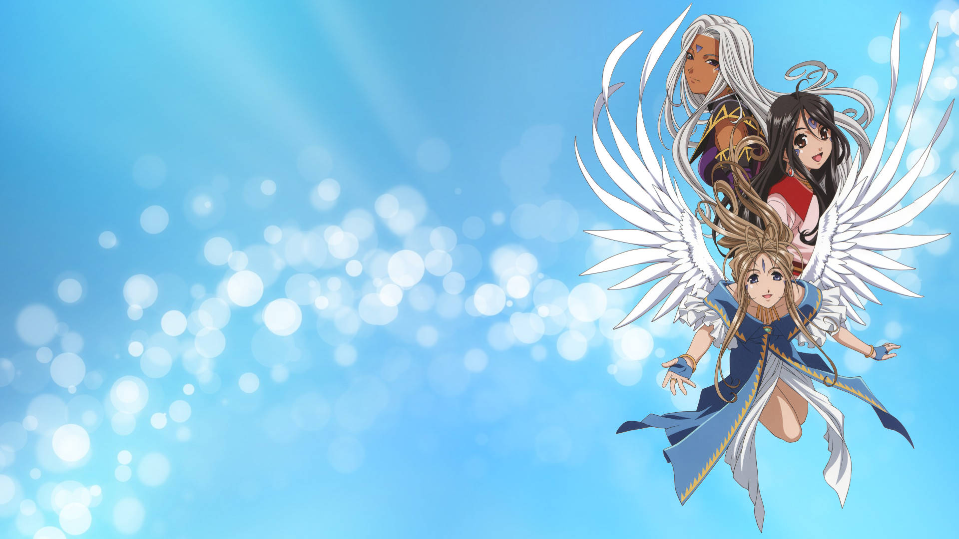 Ah My Goddess, bokeh, anime angels, Full HD Desktop Wallpaper