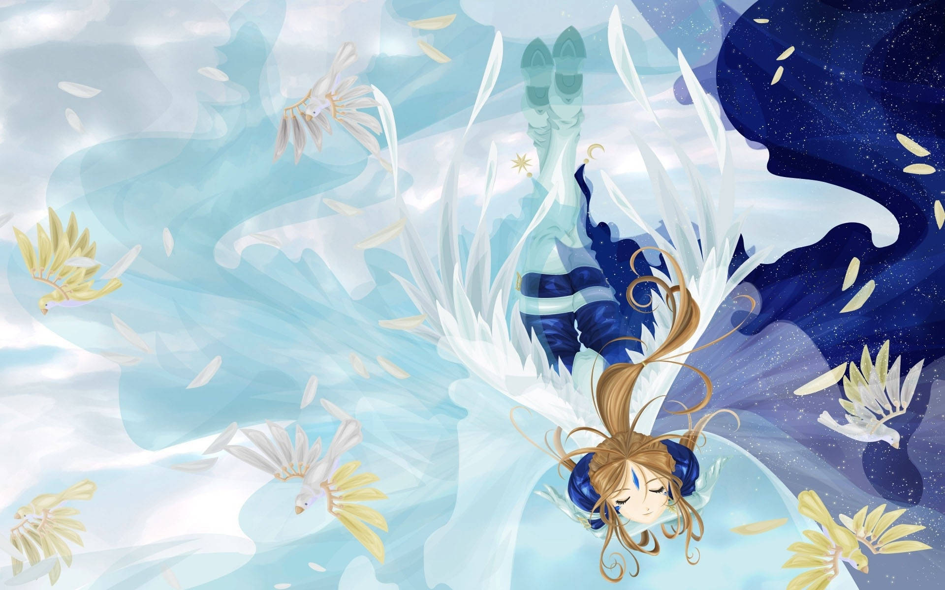 Ah My Goddess, anime girl, flowing hair, Full HD Desktop Wallpaper