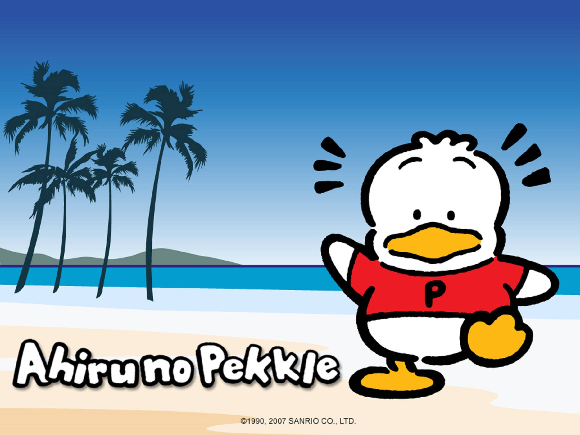 Ahiru no pekkle, beach, sandy beach, Full HD Desktop Wallpaper