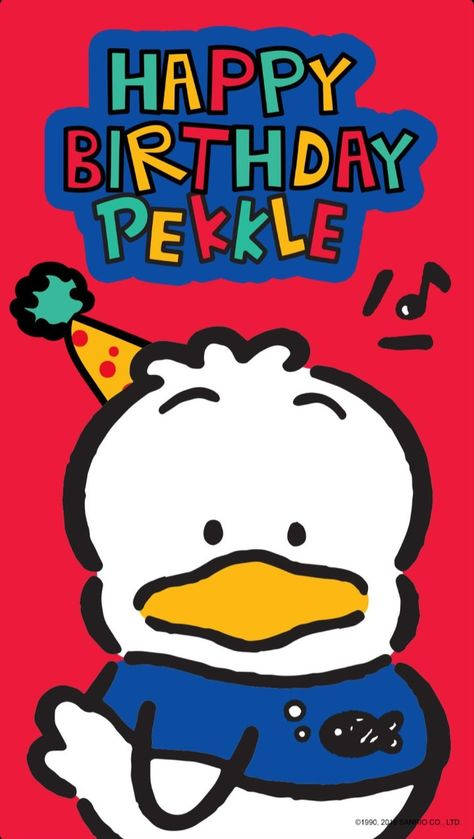 Ahiru no pekkle, party hat, Happy Birthday Pekkle, SD Phone Wallpaper