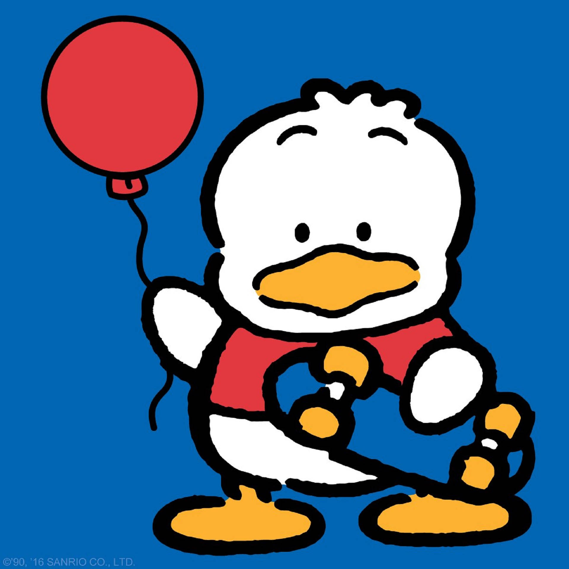 Ahiru no pekkle, white duck, red shirt, Full HD Desktop Wallpaper