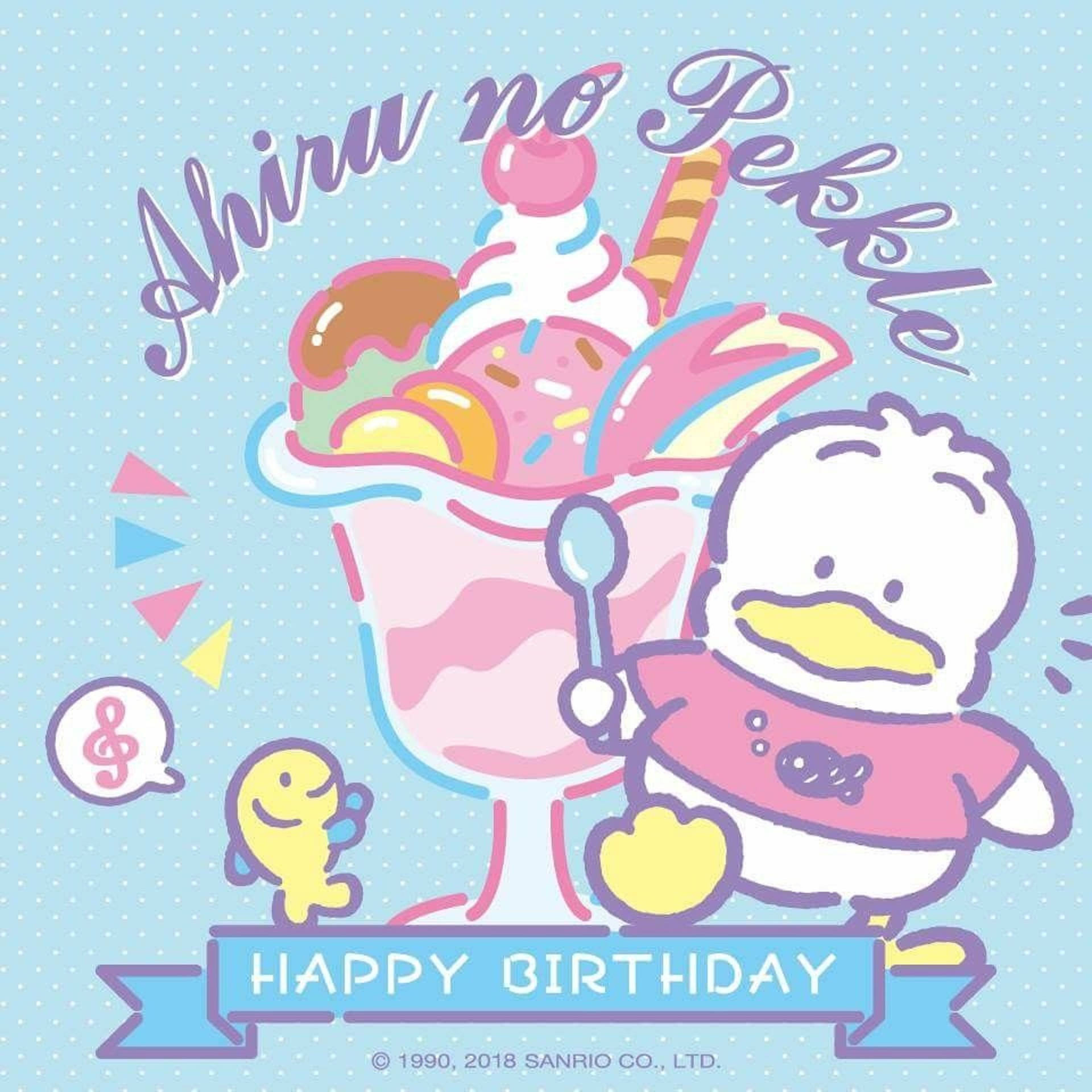 Ahiru no pekkle, pink shirt, giant colorful sundae, Full HD Desktop Wallpaper
