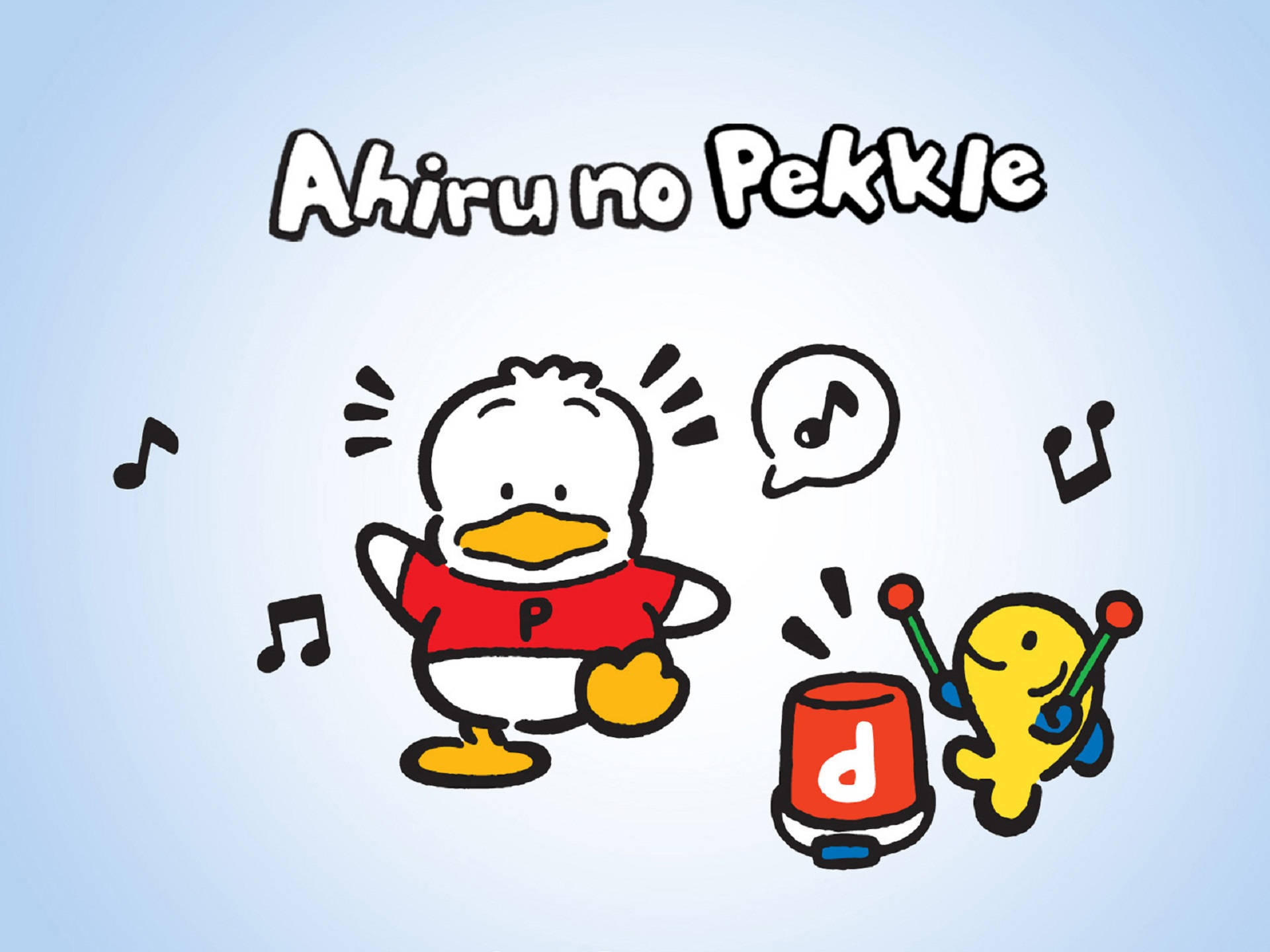 Ahiru no pekkle, red shirt, yellow fish, Full HD Desktop Wallpaper