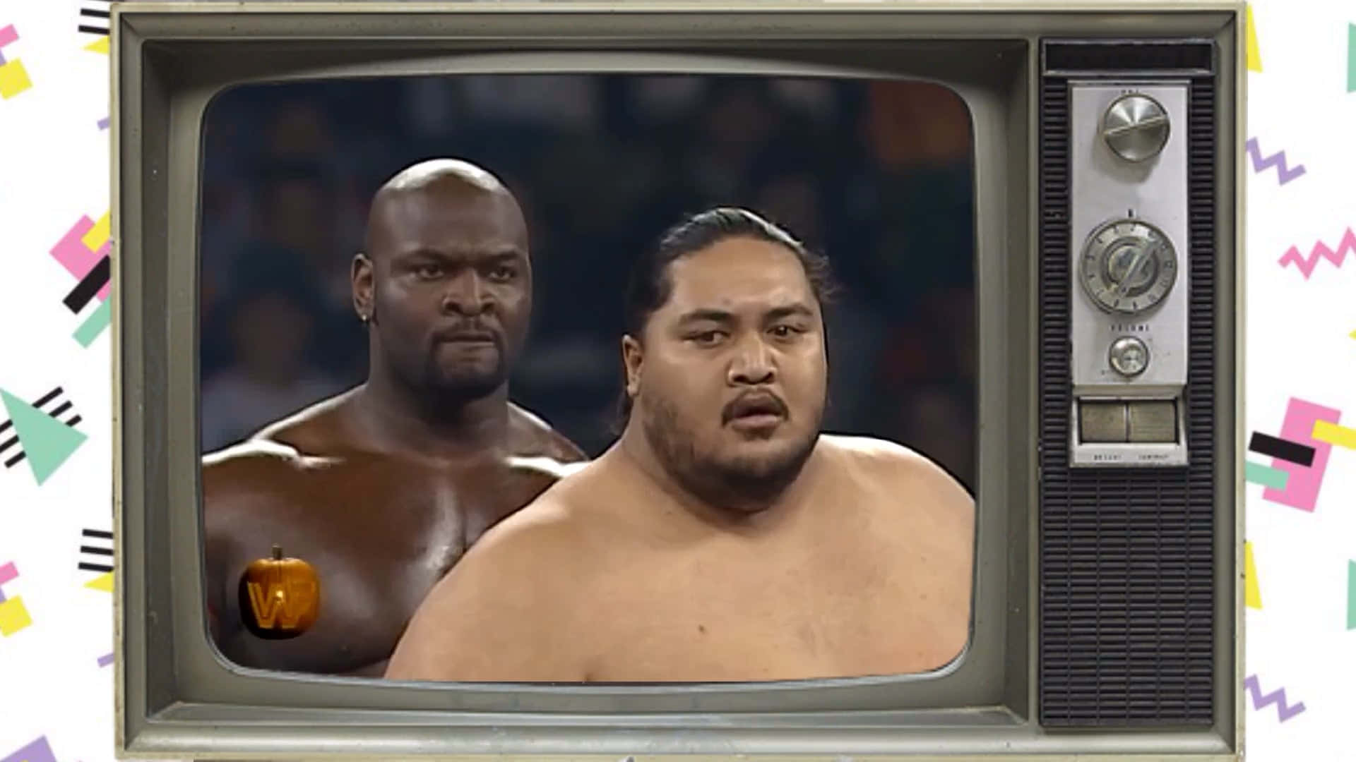 Ahmed Johnson, vintage TV screen, colorful 80s patterned wallpaper, Full HD Desktop Wallpaper