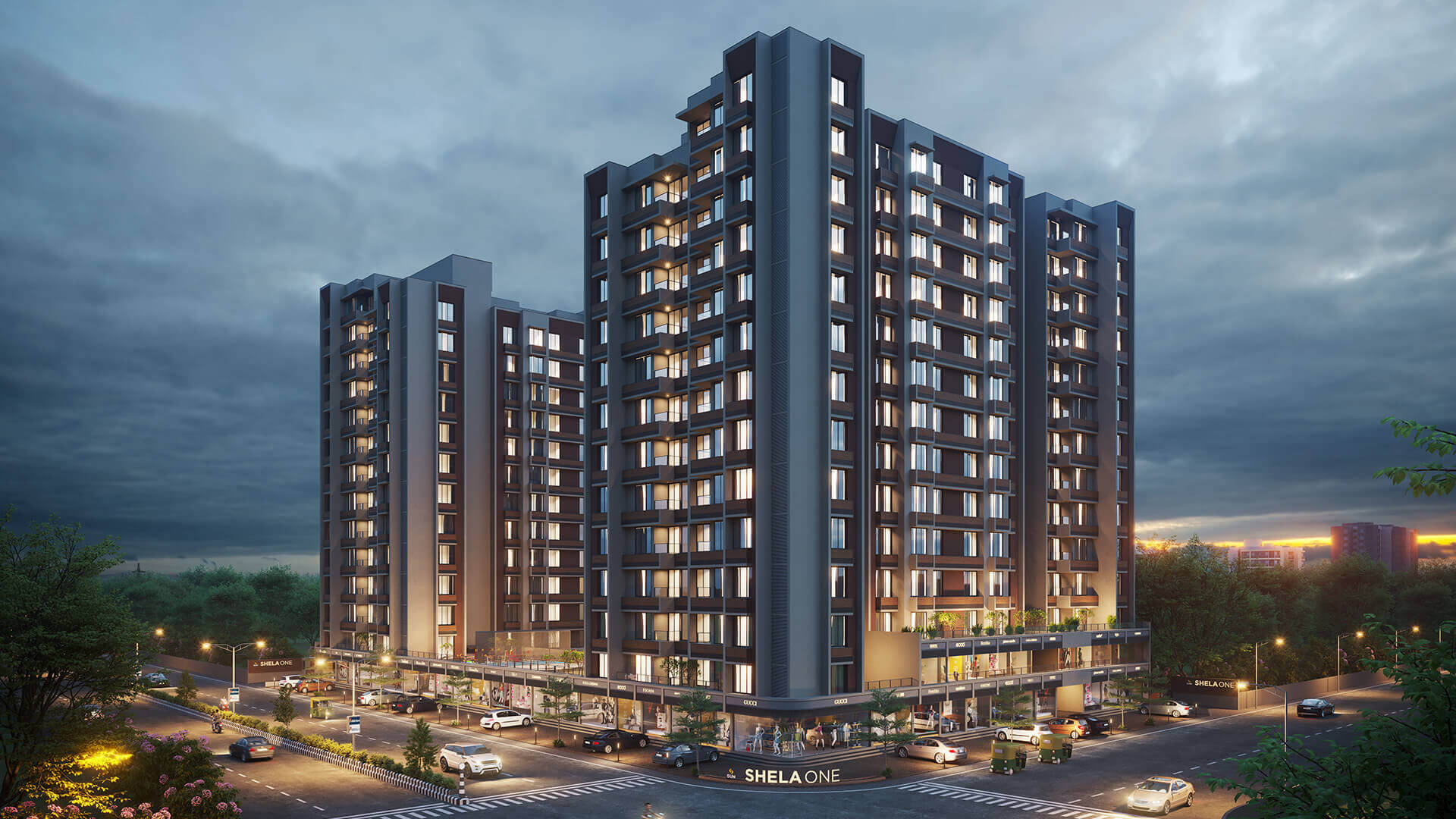 Ahmedabad, residential tower area, high-rise apartment buildings, Full HD Desktop Wallpaper