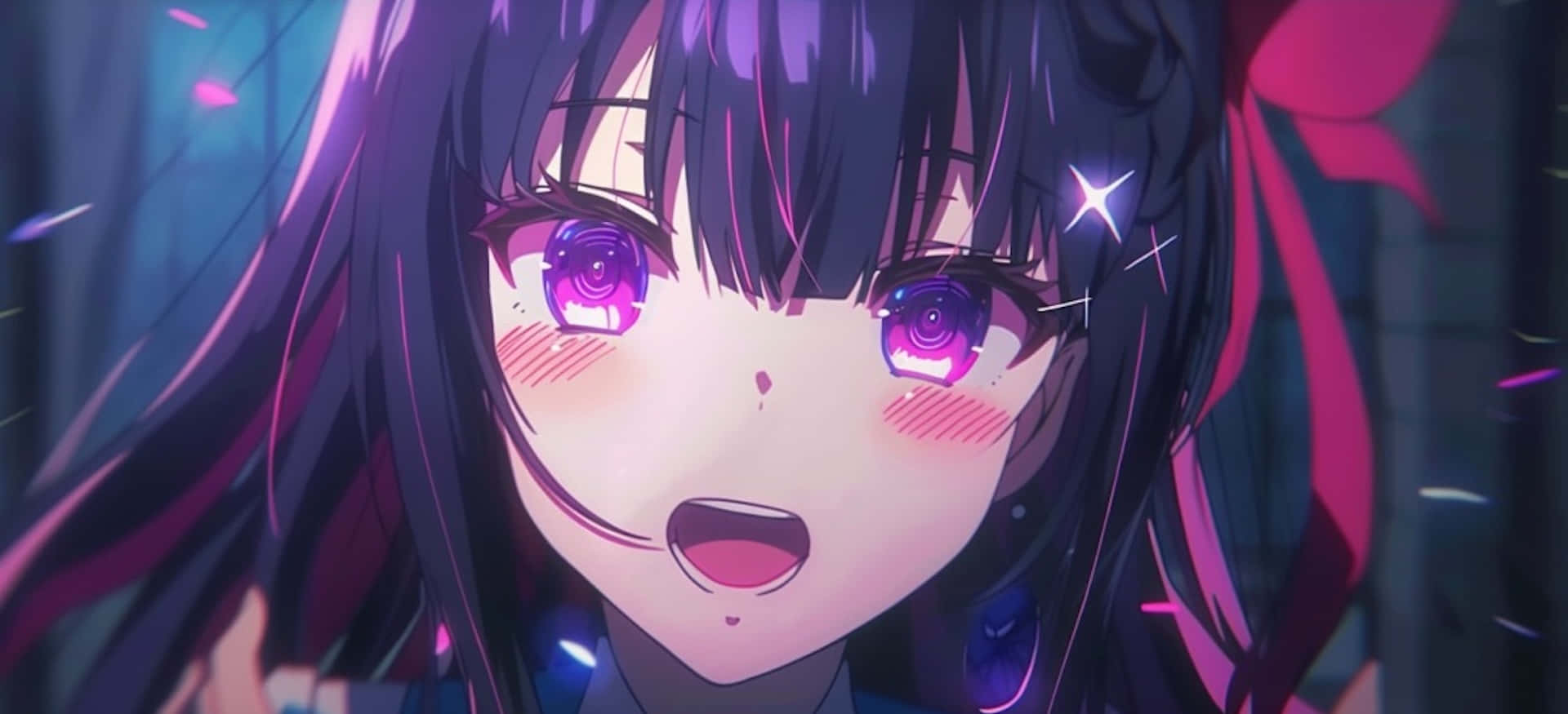 AI Hoshino, purple eyes, dark hair, Full HD Desktop Wallpaper