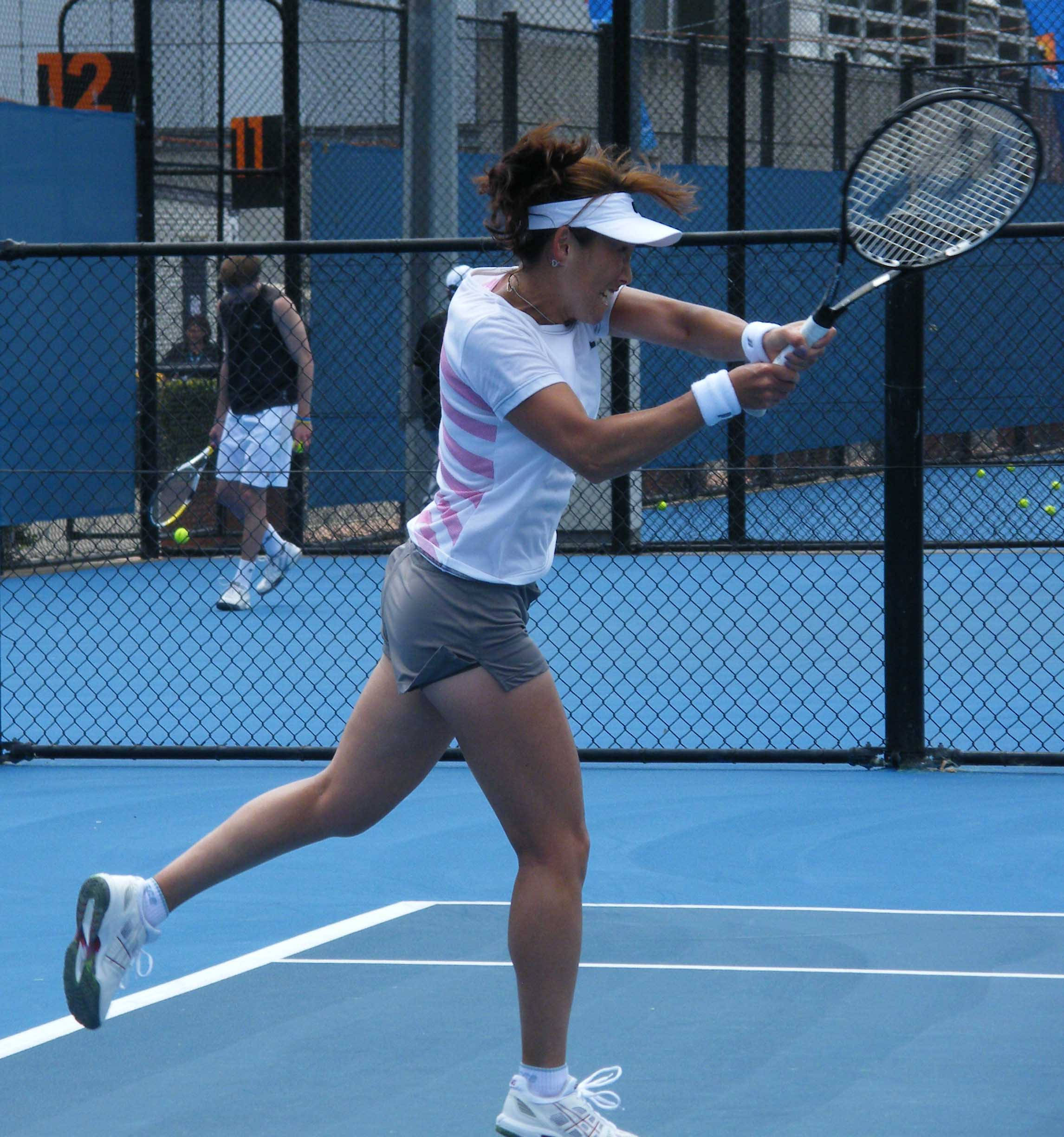 AI Sugiyama, tennis training facility, vibrant blue court, Full HD Phone Wallpaper
