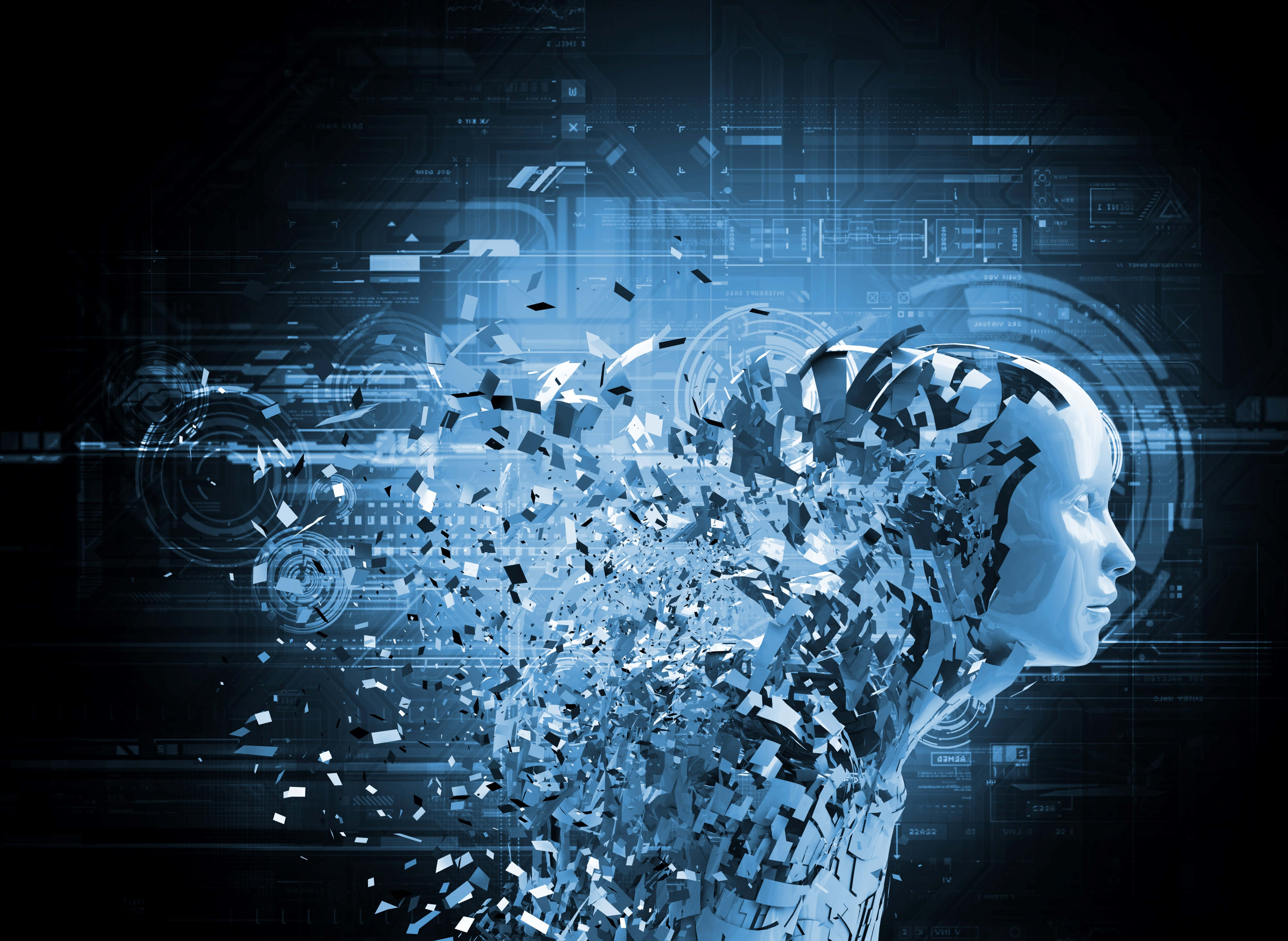 AI 5000, 3654, glowing blue tech interface, 4K Desktop Wallpaper