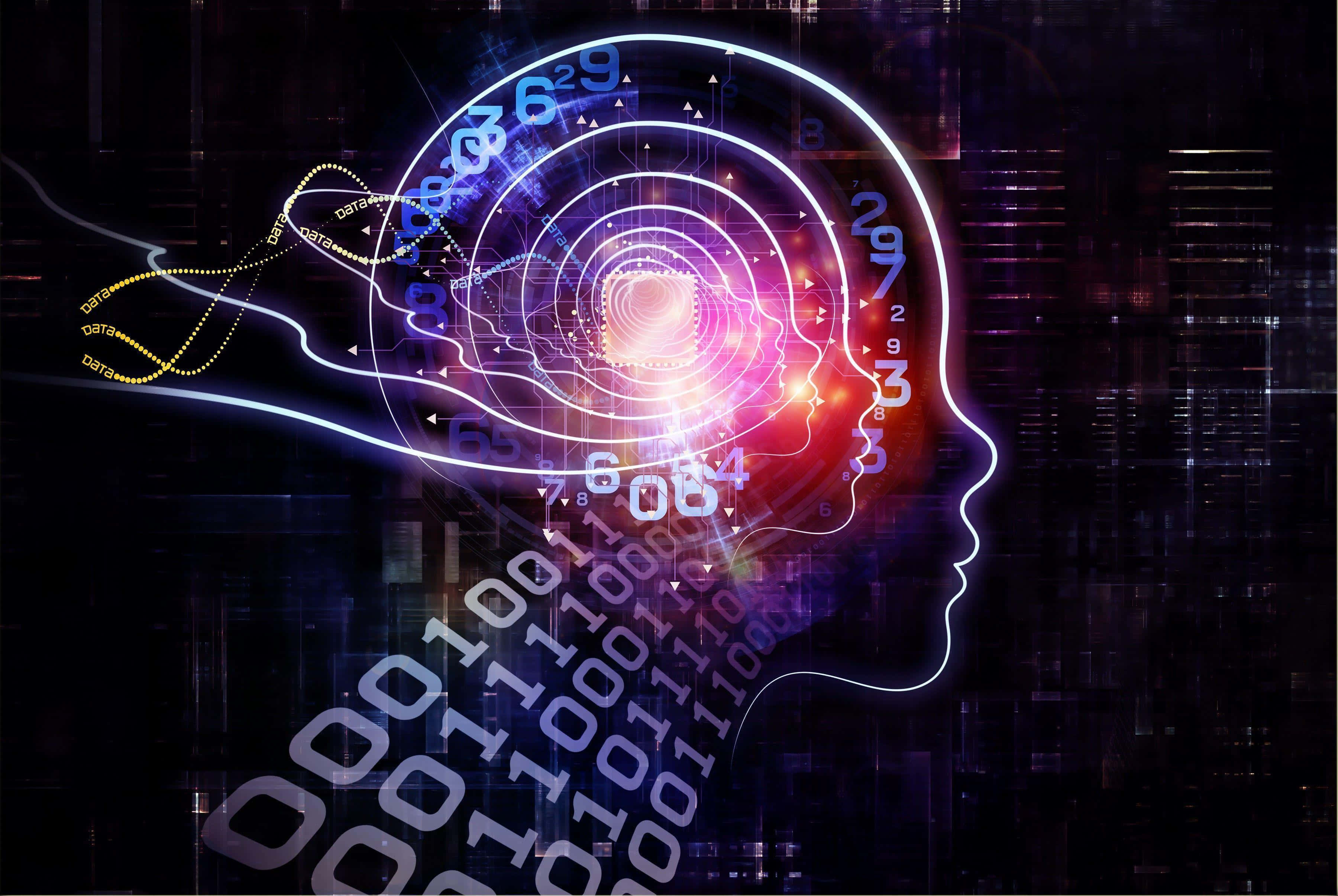 AI 3600 x 2412, neon silhouette, human head, 2K Desktop Wallpaper