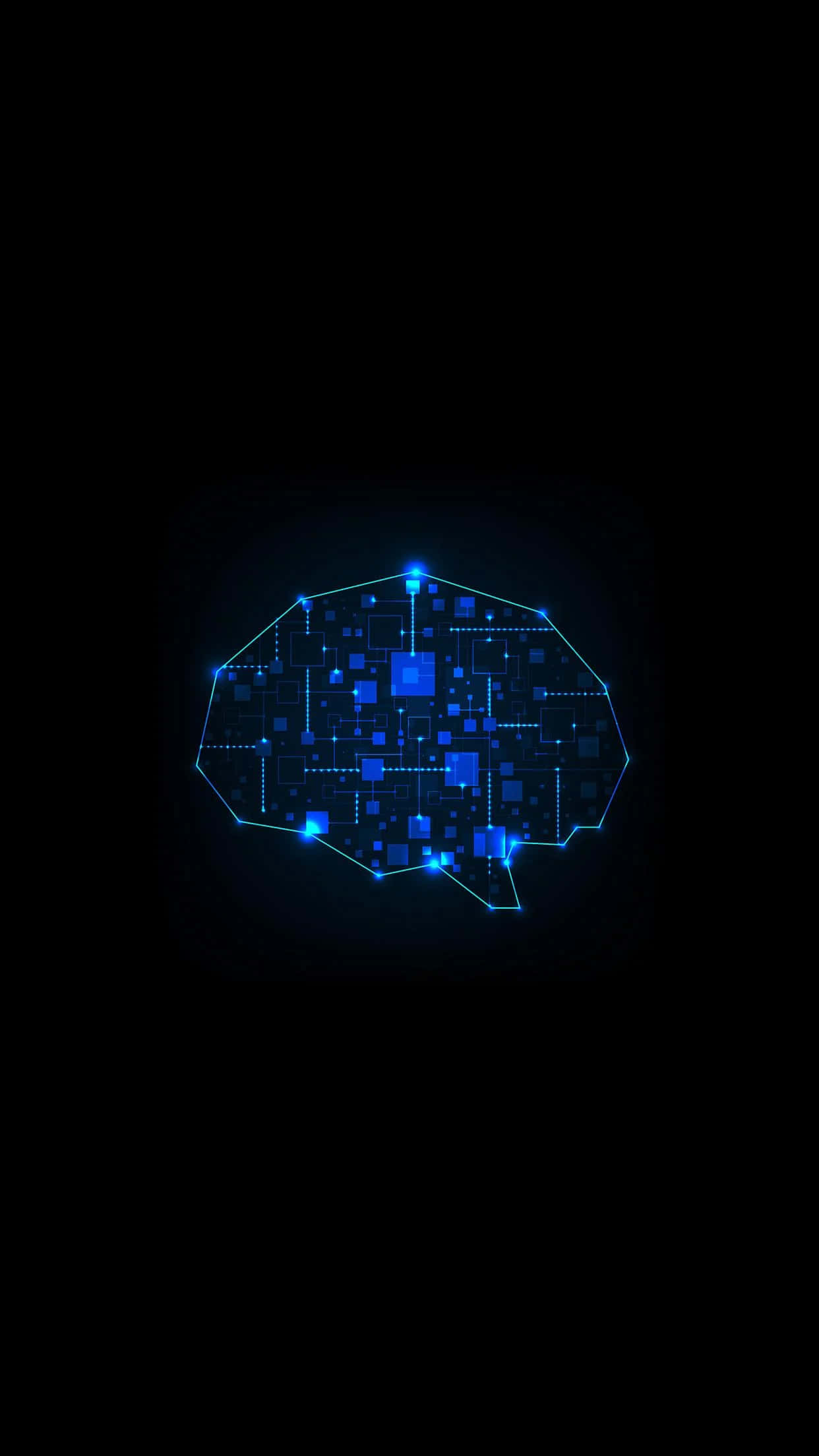 AI, glowing blue digital brain, circuitry, Full HD Phone Wallpaper