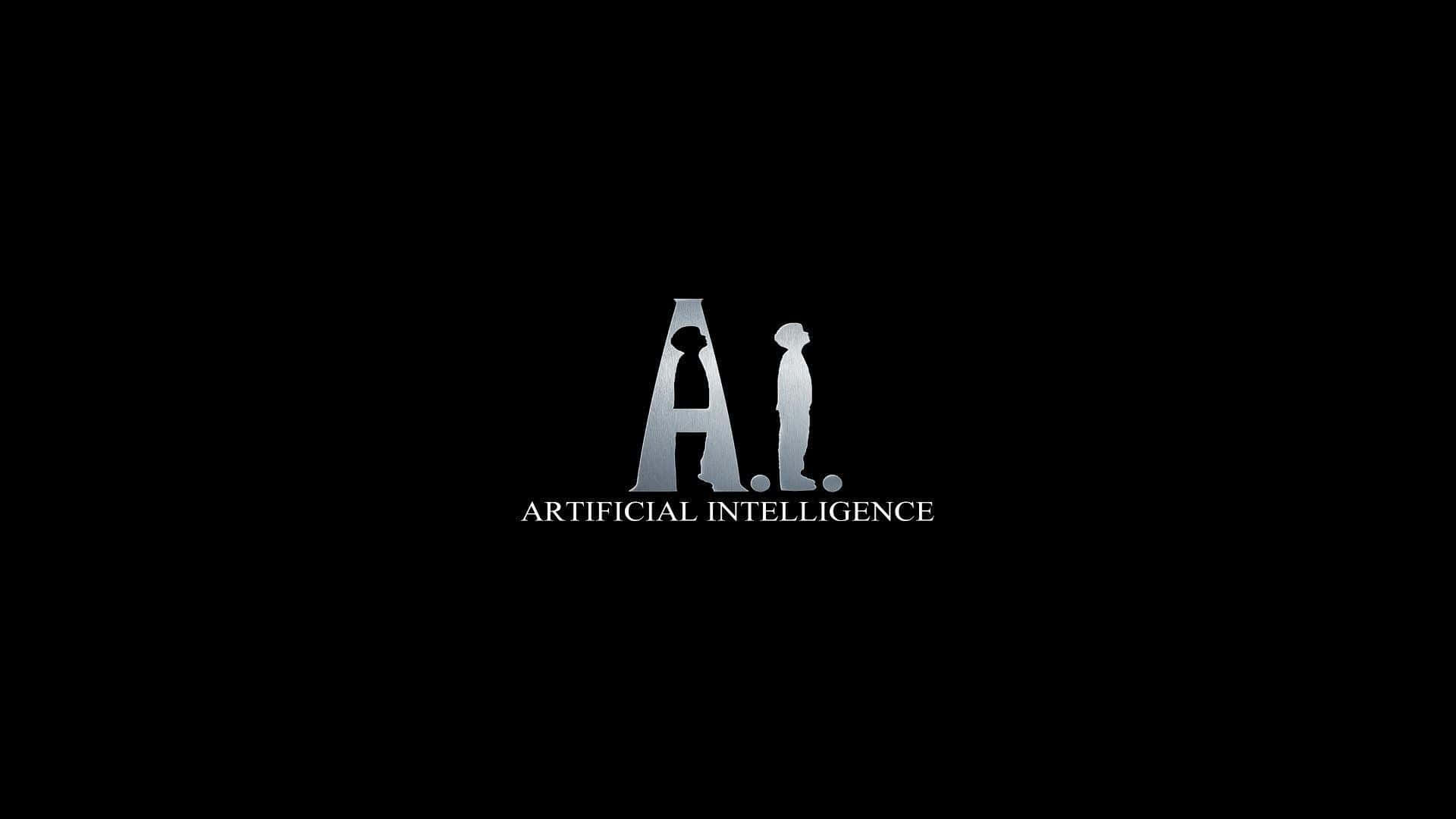 AI, sleek silver AI logo, human silhouettes, Full HD Desktop Wallpaper