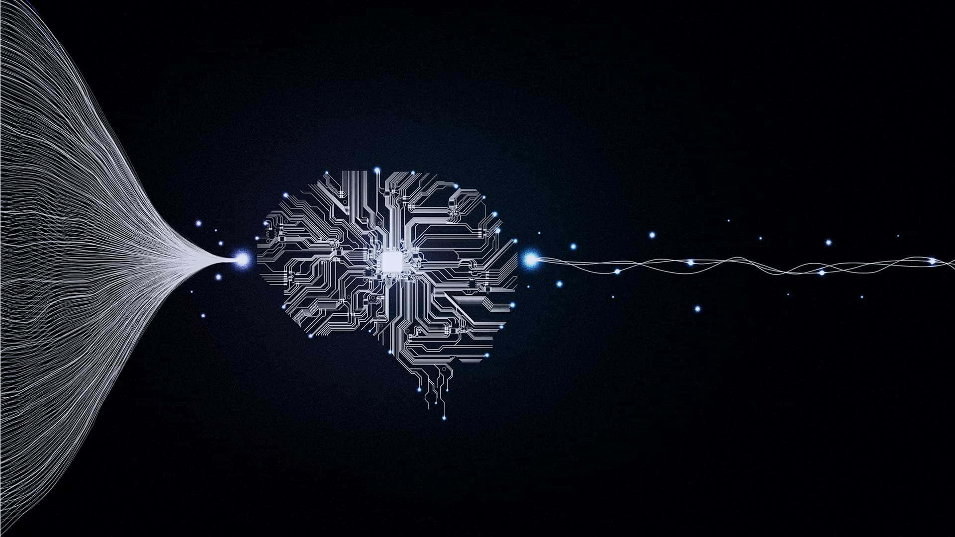 glowing circuit board, brain, pulses with light, Full HD Desktop Wallpaper