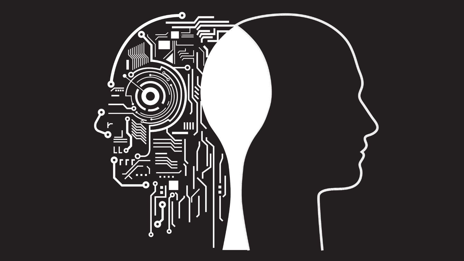 Futuristic Artificial Intelligence, Neural Network Concept, human head split down the middle, Full HD Desktop Wallpaper