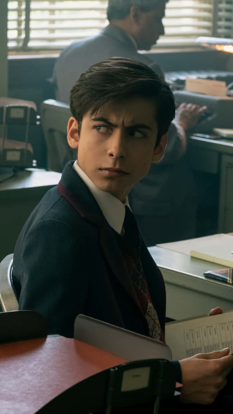 Aidan Gallagher, school uniform, vintage classroom, HD Phone Wallpaper