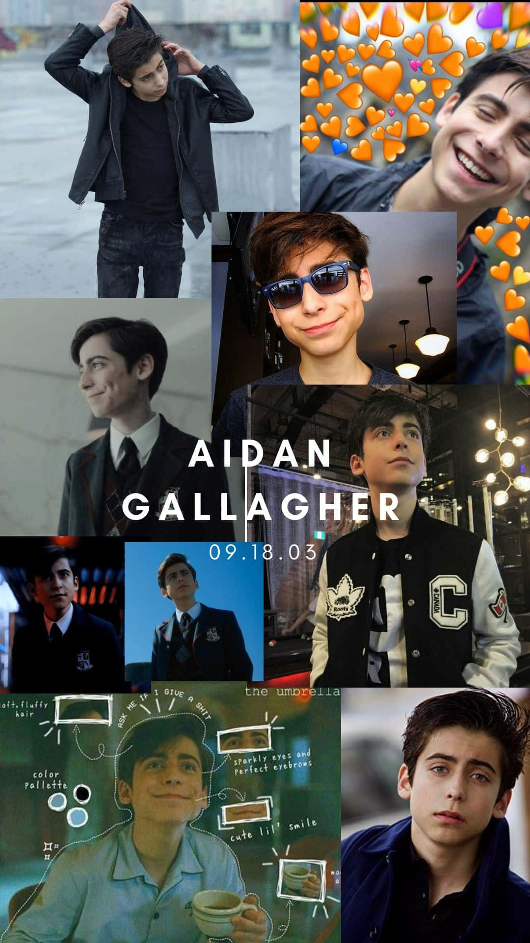 Aidan Gallagher, collage, outfits, Full HD Phone Wallpaper