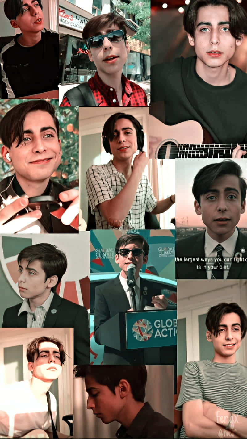 Aidan Gallagher, glasses, street scenes, HD Phone Wallpaper
