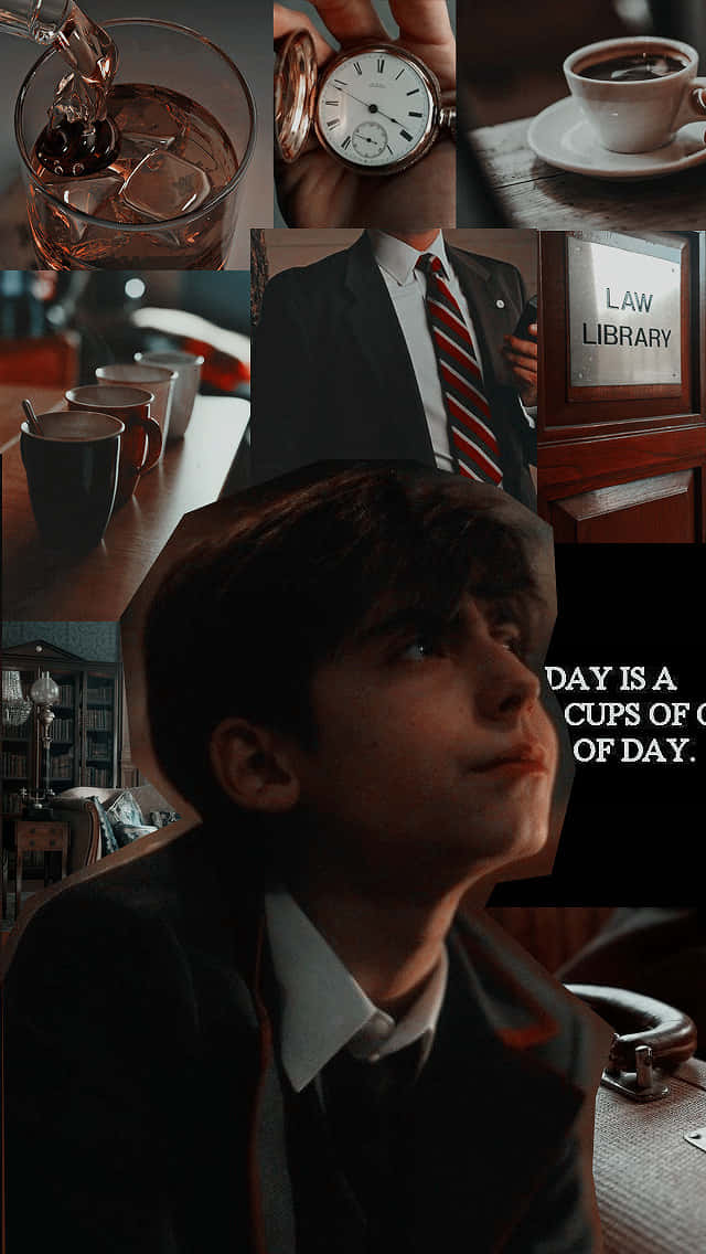 Aidan Gallagher, suit, law library, SD Phone Wallpaper