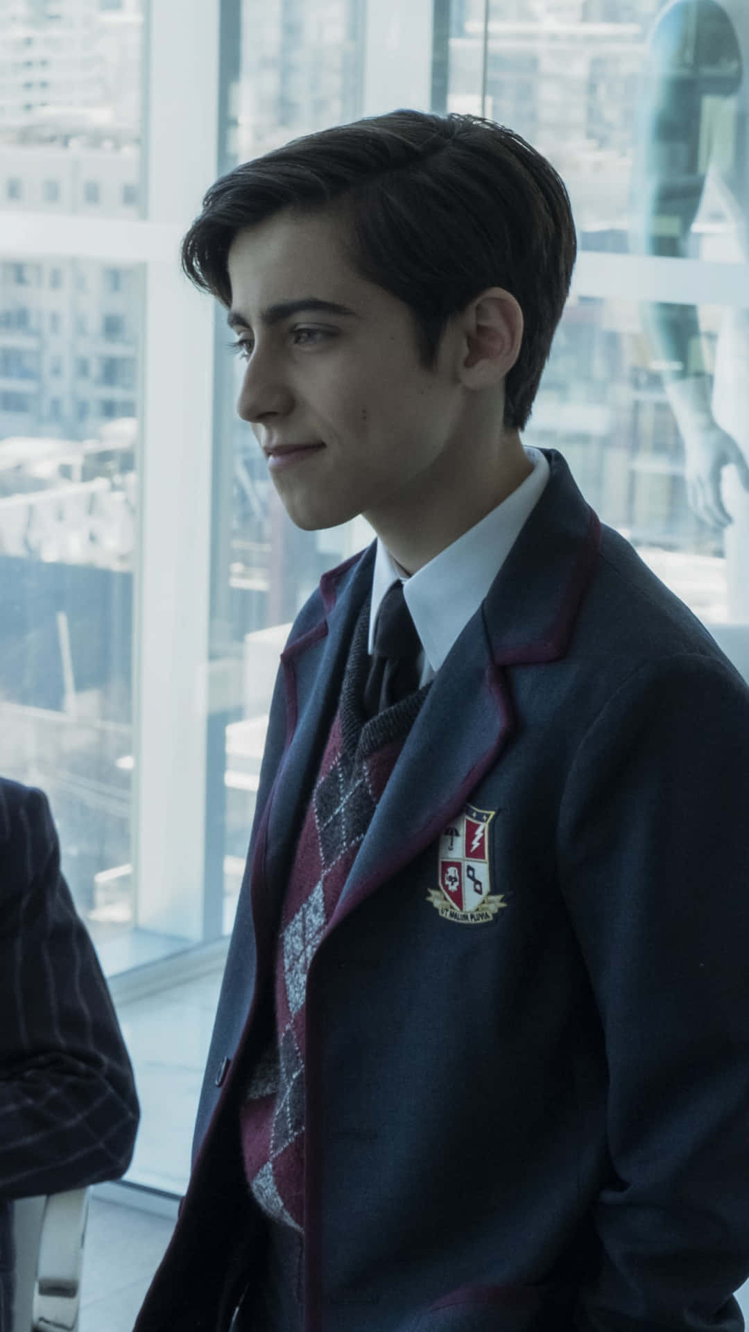 Aidan Gallagher, school blazer, tie, Full HD Phone Wallpaper