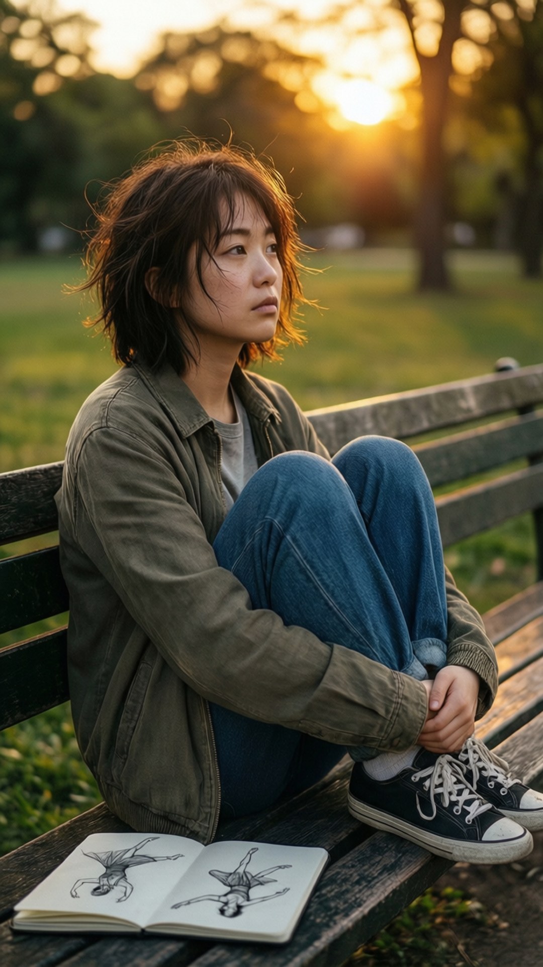 Aiga Akaba, sunset, park scene, Full HD Phone Wallpaper