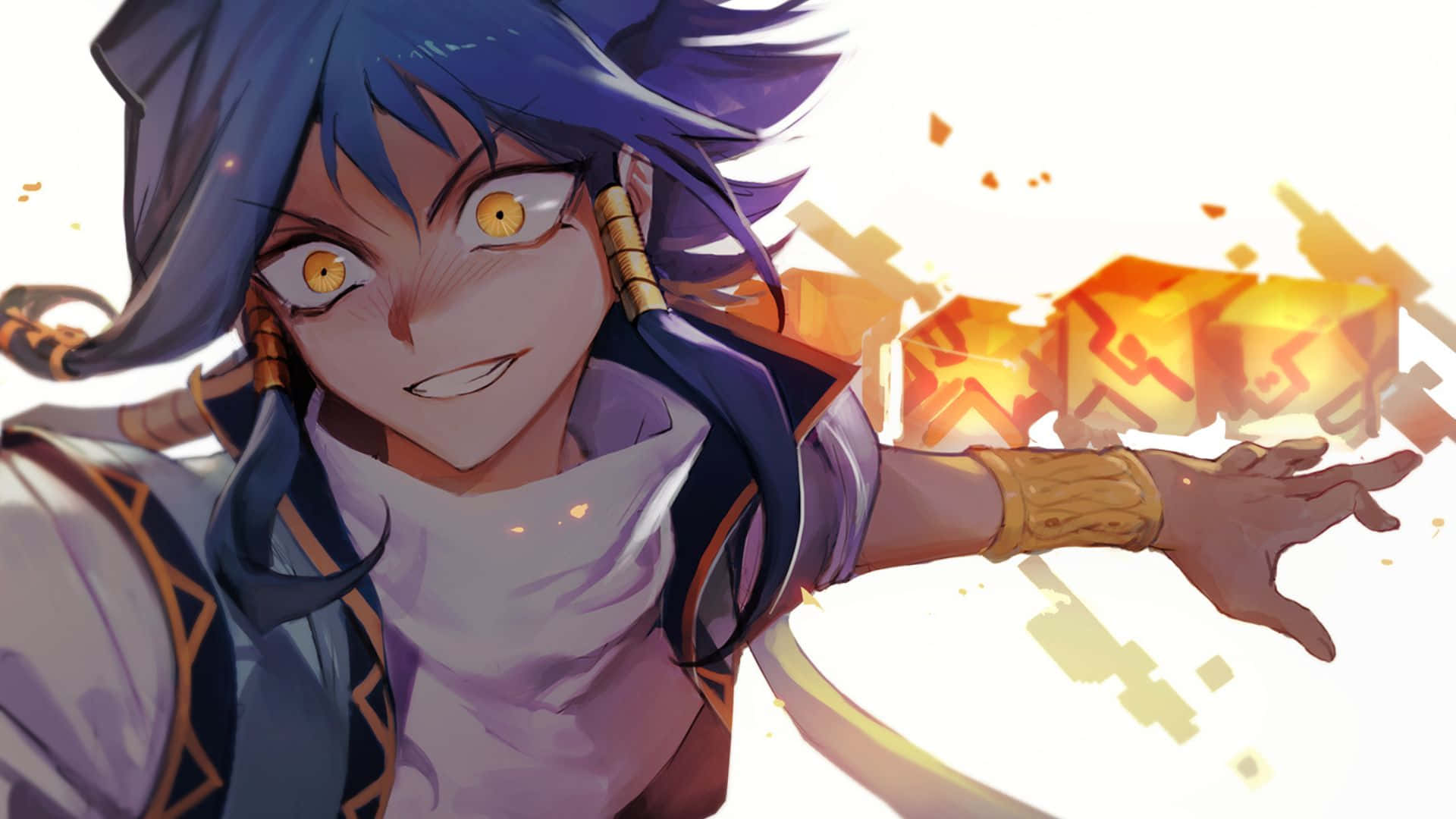 Aigami, blue-haired anime character, golden eyes, Full HD Desktop Wallpaper
