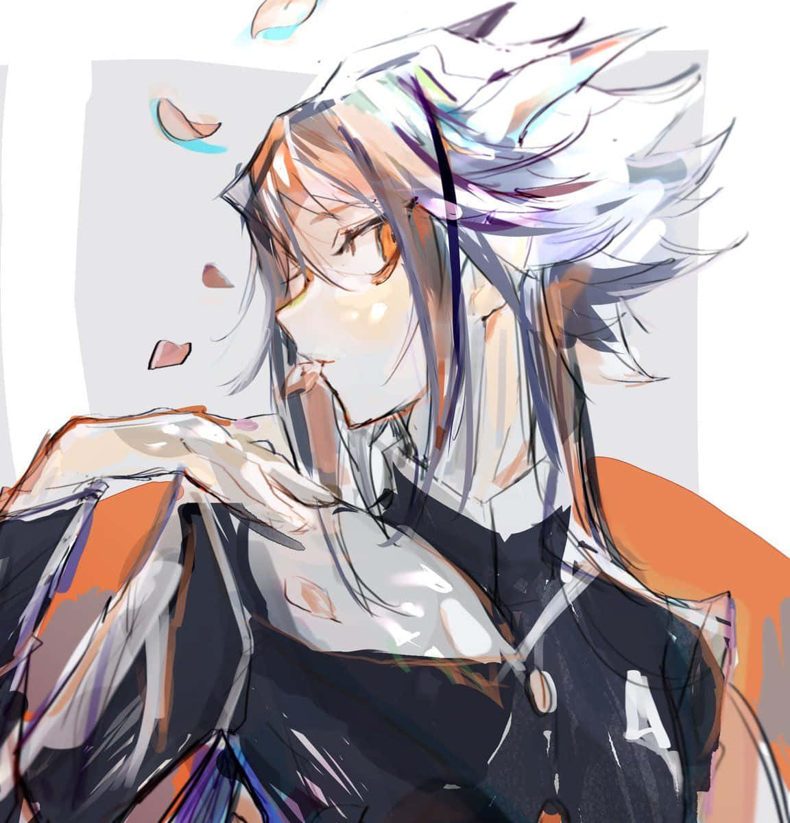 Aigami, silver hair, orange eyes, SD Phone Wallpaper