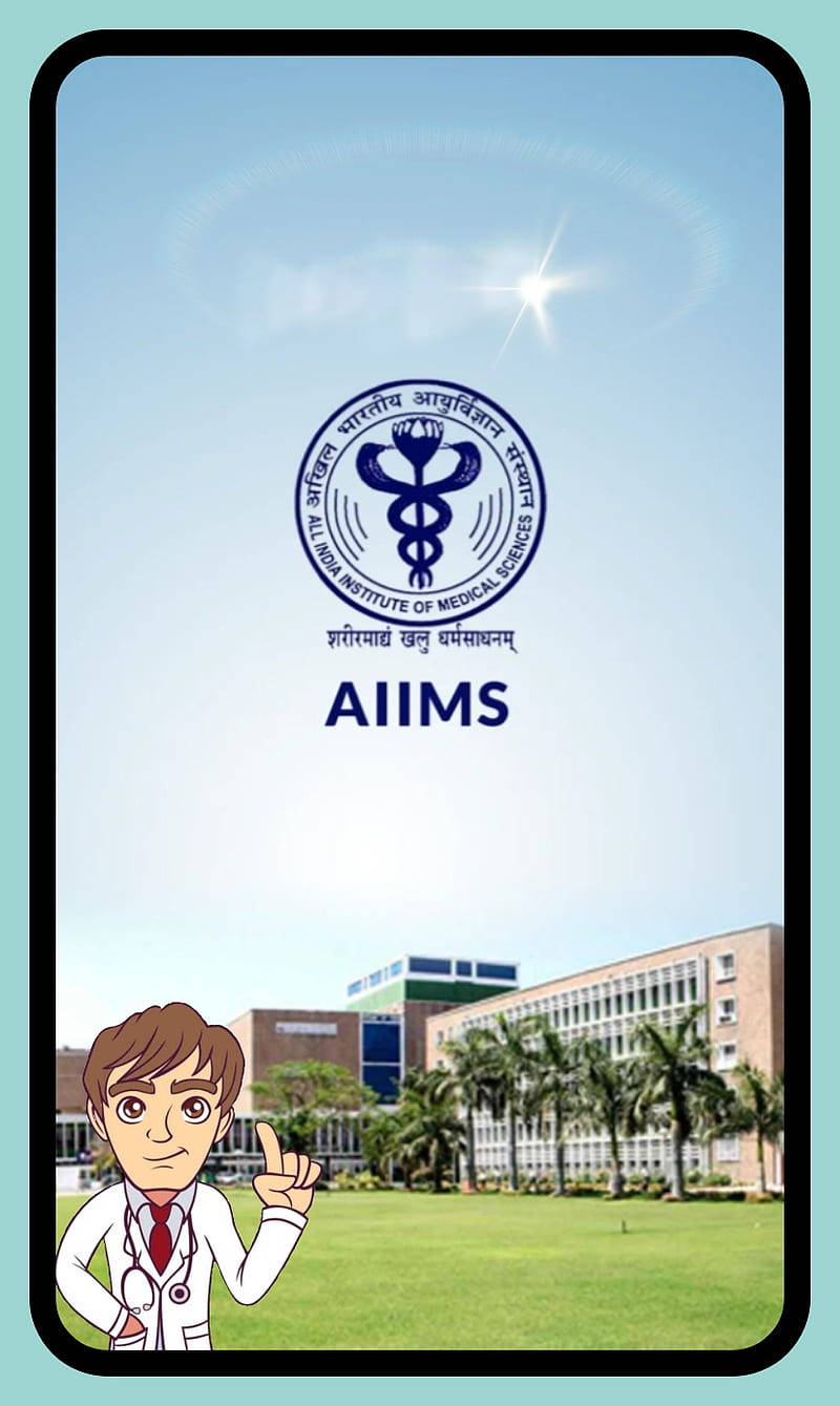 AIIMS logo, smartphone screen, campus, HD Phone Wallpaper
