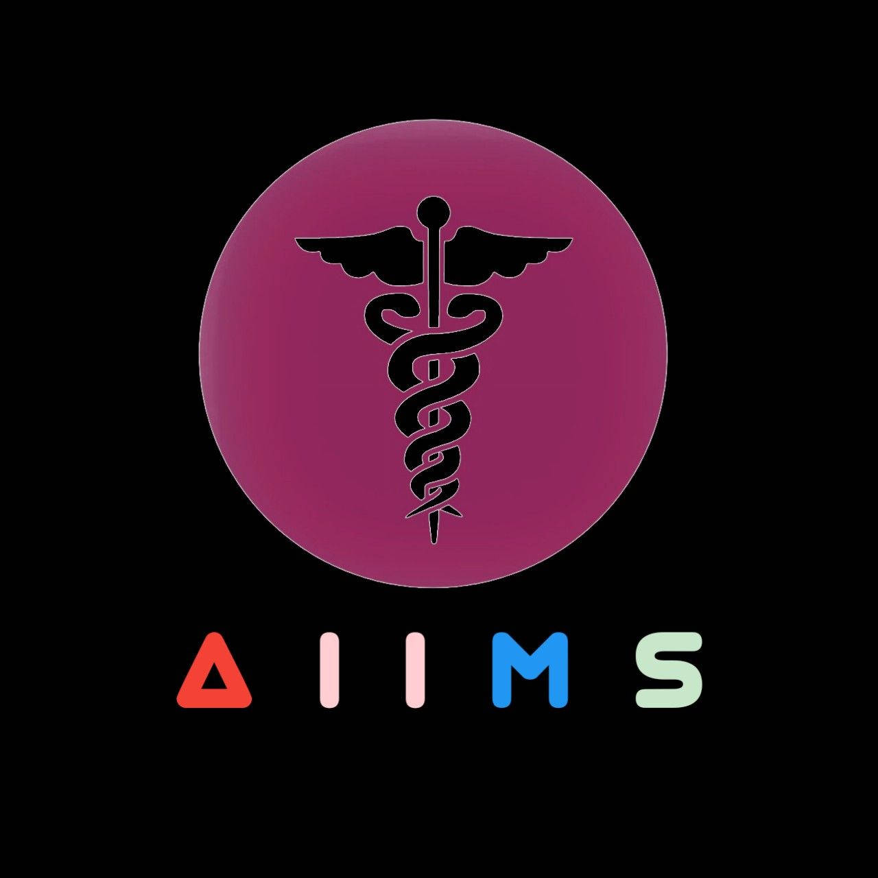 AIIMS, magenta circle, black caduceus, HD Desktop Wallpaper