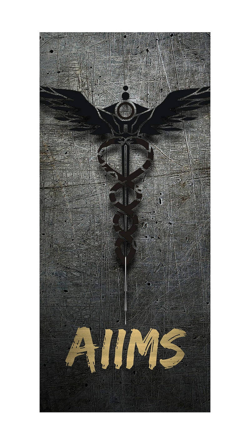 AIIMS, dark metallic caduceus, wings, HD Phone Wallpaper