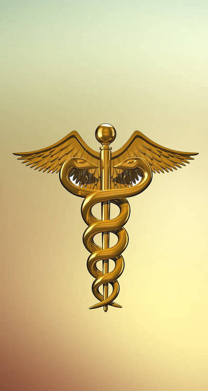 3D Medical Symbol, AIIMS, golden caduceus, HD Phone Wallpaper