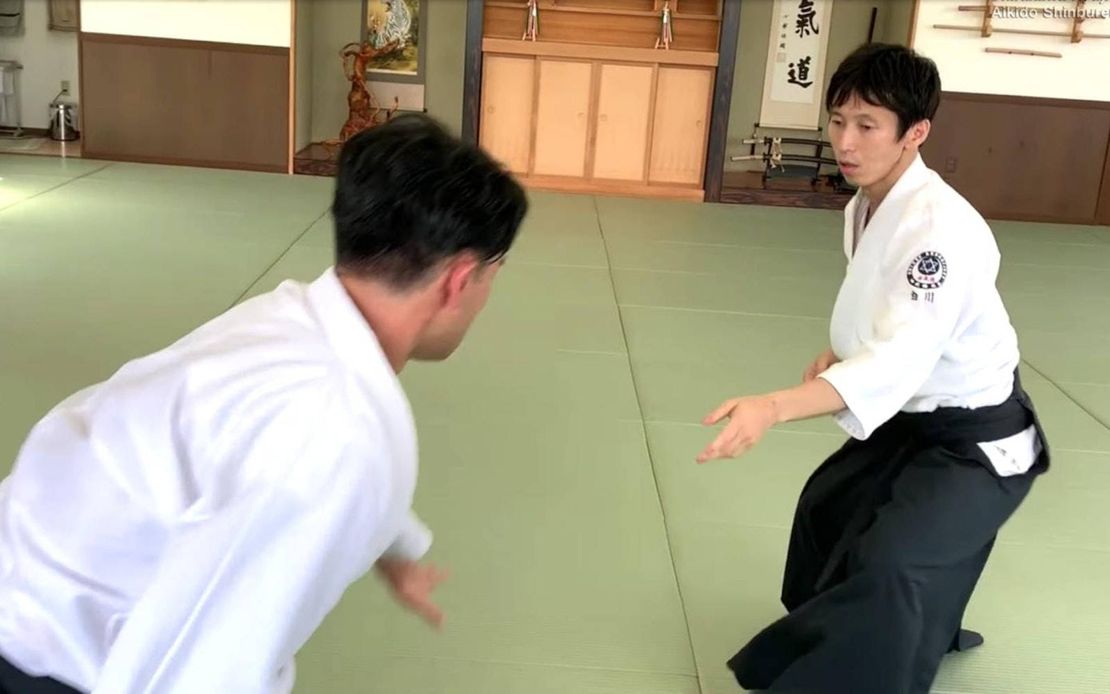 aikidokas, aikido fighting stance, white gi, HD Desktop Wallpaper