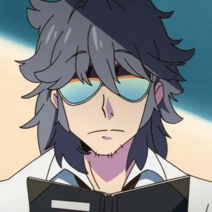 Aikuro Mikisugi, messy gray hair, blue sunglasses, SD Desktop Wallpaper
