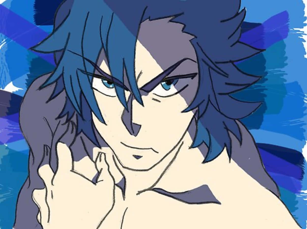 Aikuro Mikisugi, spiky blue hair, intense eyes, SD Desktop Wallpaper