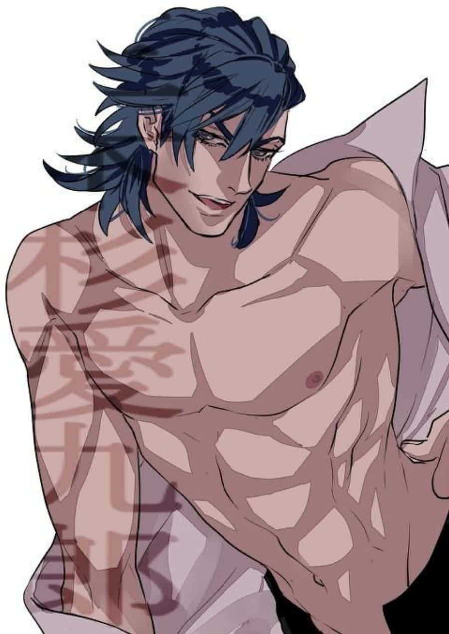 Aikuro Mikisugi, dark blue hair, torn white shirt, SD Phone Wallpaper