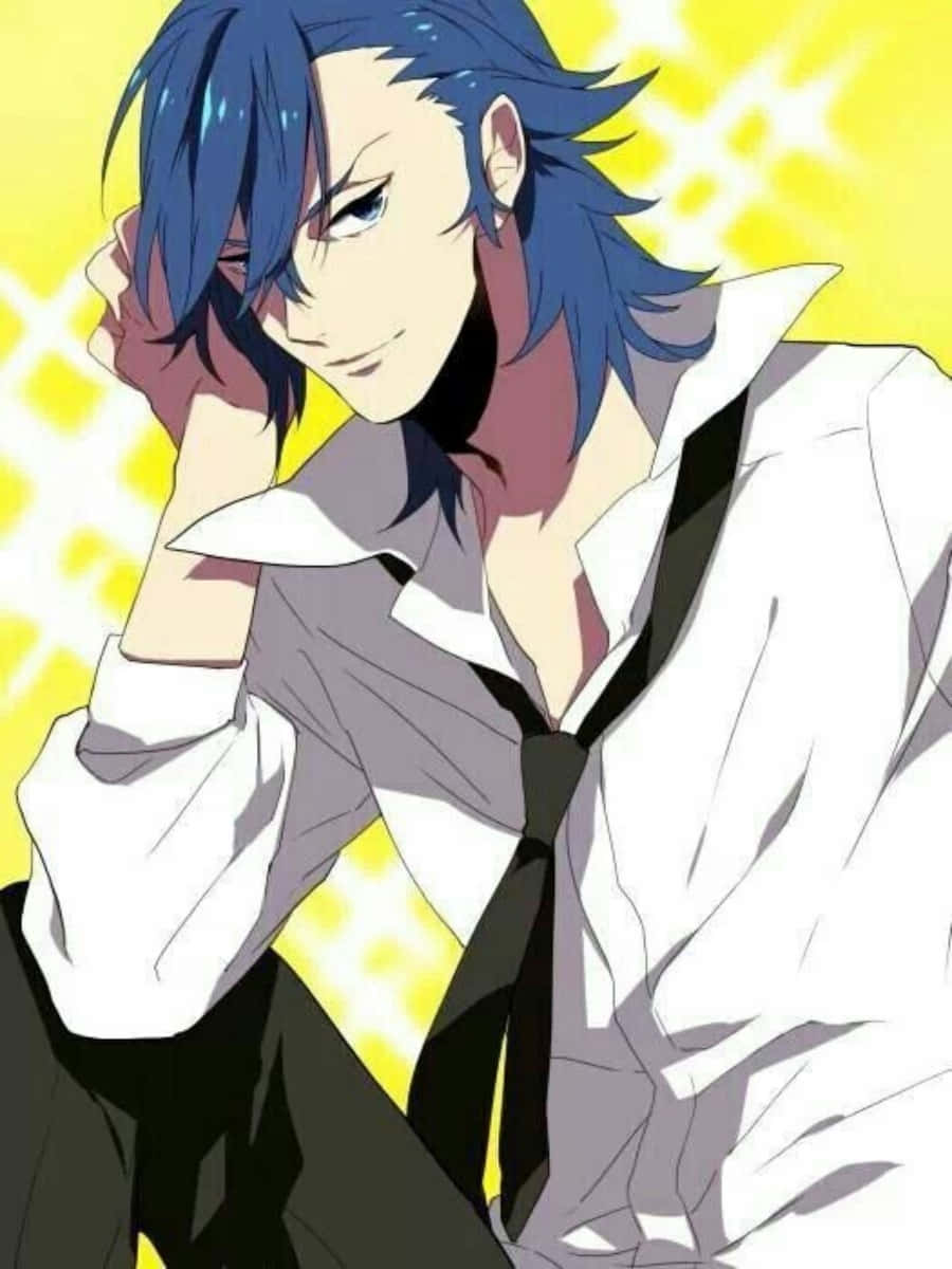 Aikuro Mikisugi, blue-haired anime male, smirk, SD Phone Wallpaper