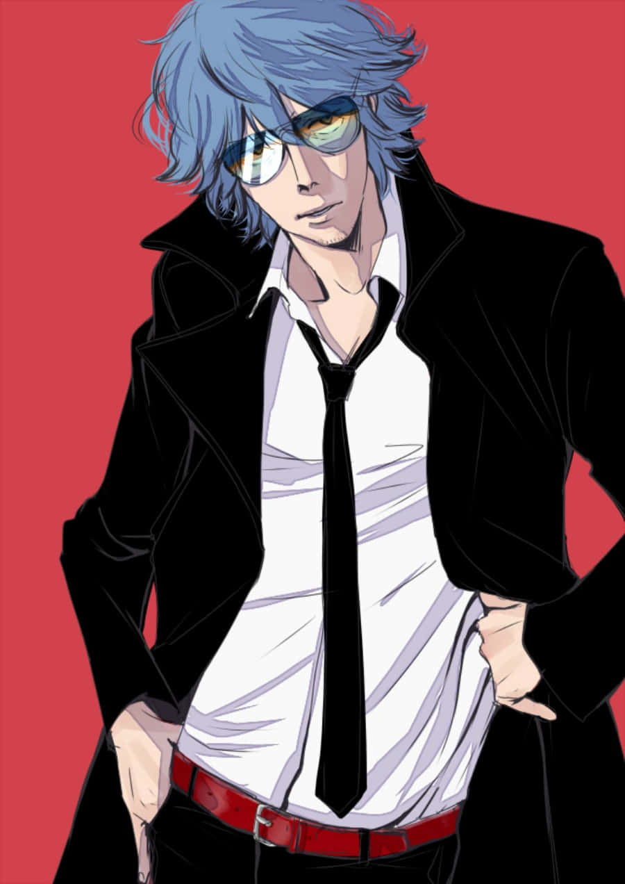 Aikuro Mikisugi, blue hair, sunglasses, SD Phone Wallpaper