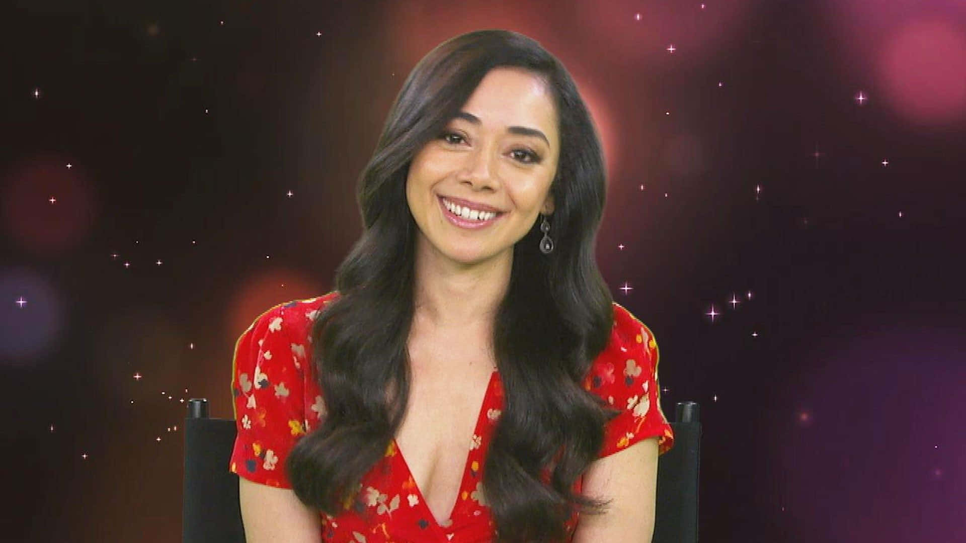 Aimee Garcia, red carpet, red floral dress, Full HD Desktop Wallpaper