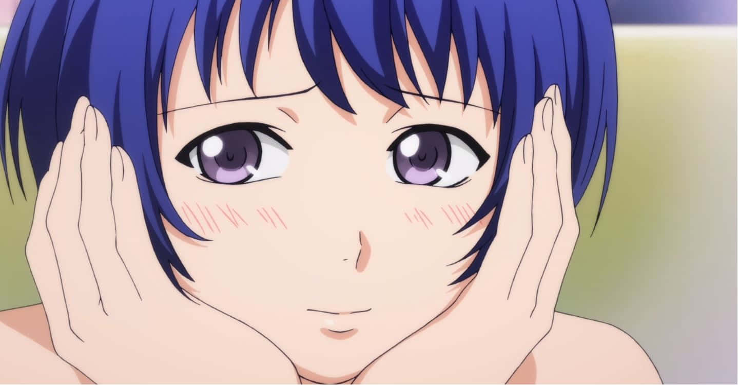 Aina Yoshiwara, blue hair, purple eyes, HD Desktop Wallpaper