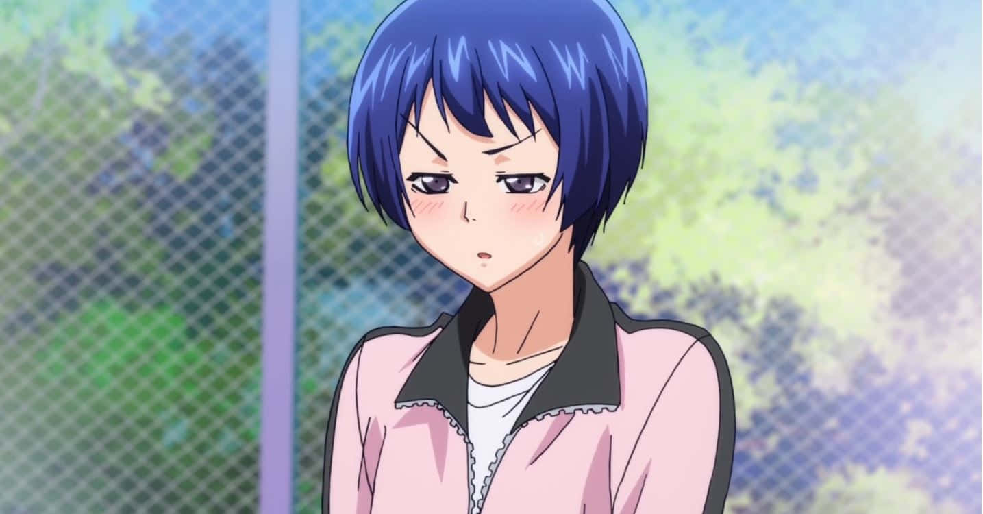 Aina Yoshiwara, blue-haired anime girl, pink jacket, HD Desktop Wallpaper