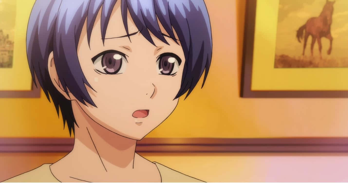 Aina Yoshiwara, short purple hair, wide brown eyes, HD Desktop Wallpaper