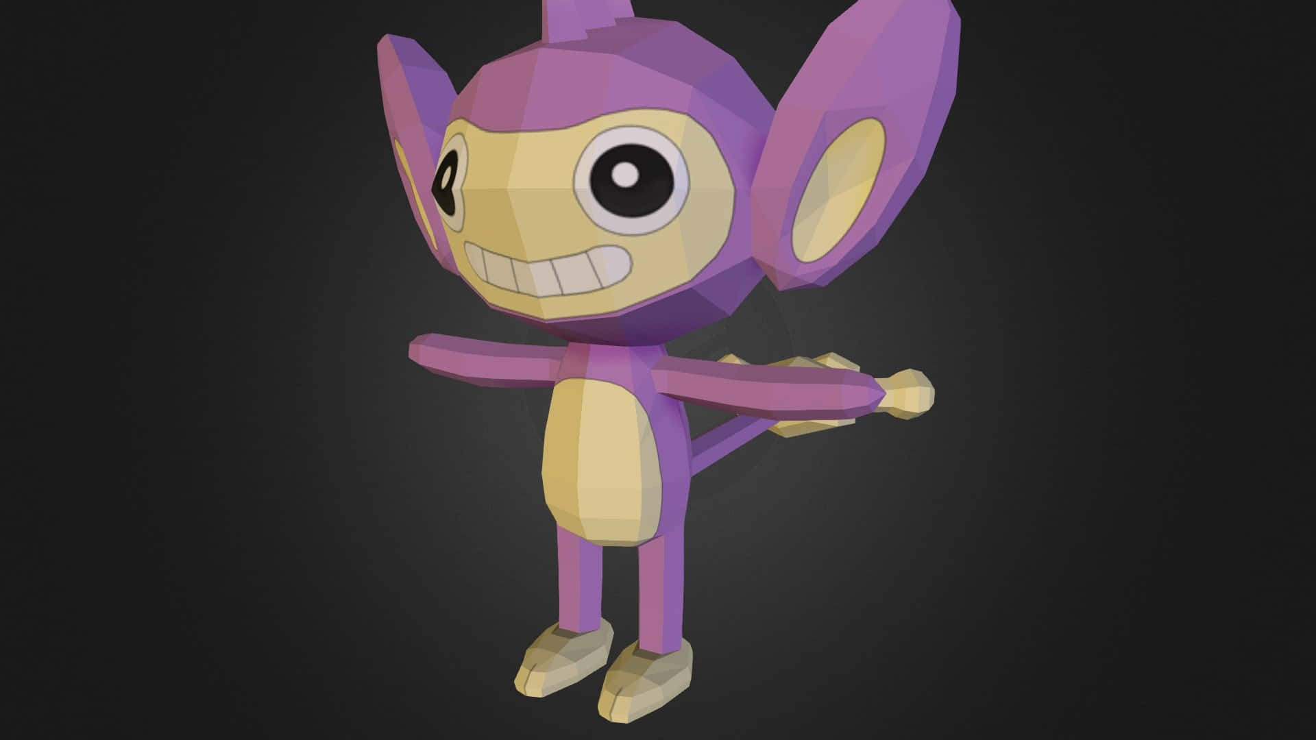 Aipom, purple and yellow, large ears, Full HD Desktop Wallpaper