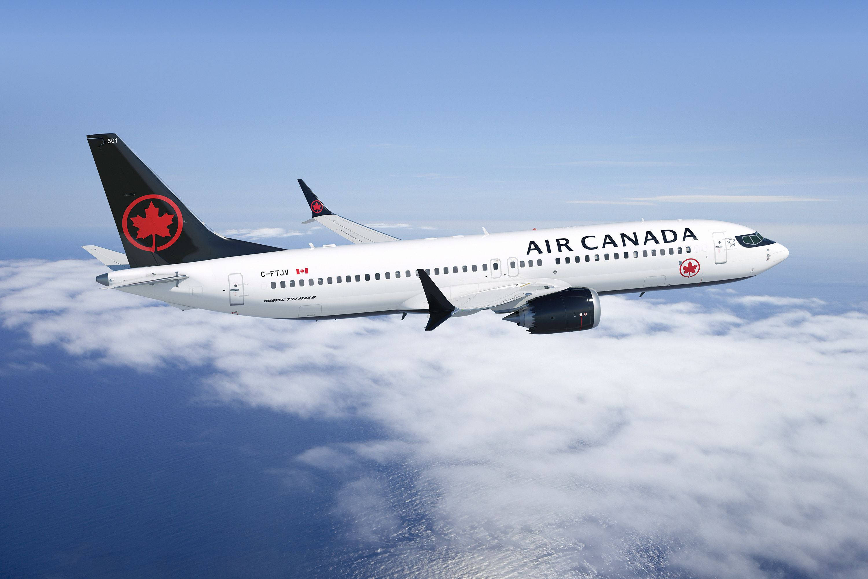 Air Canada, aircraft, black spoiler, 2K Desktop Wallpaper