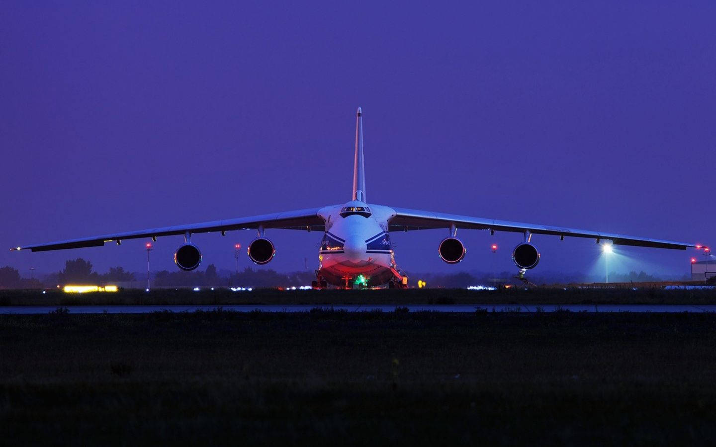 Air Canada, cargo airplane, runway lights, HD Desktop Wallpaper