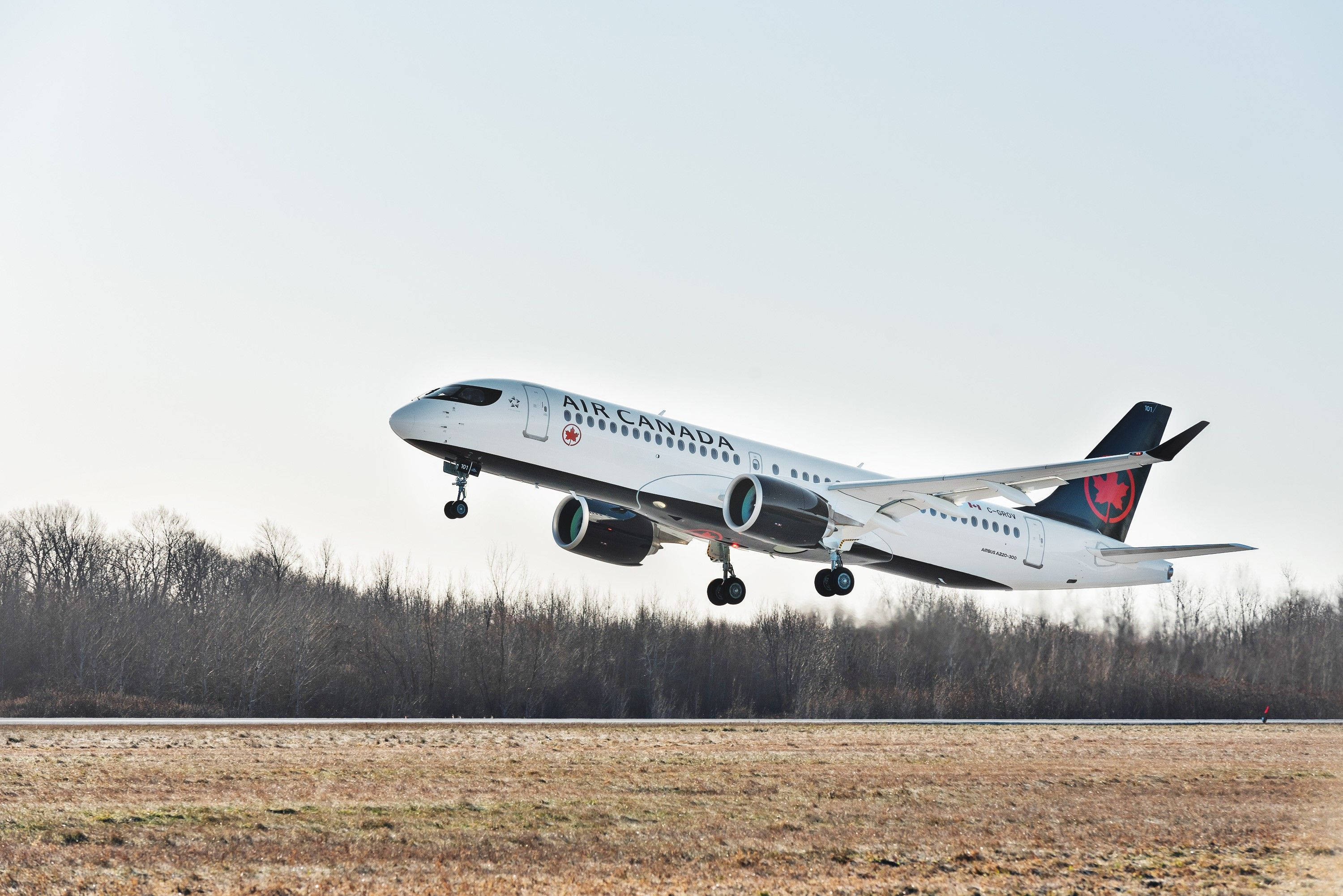 Air Canada, airplane, runway, 2K Desktop Wallpaper