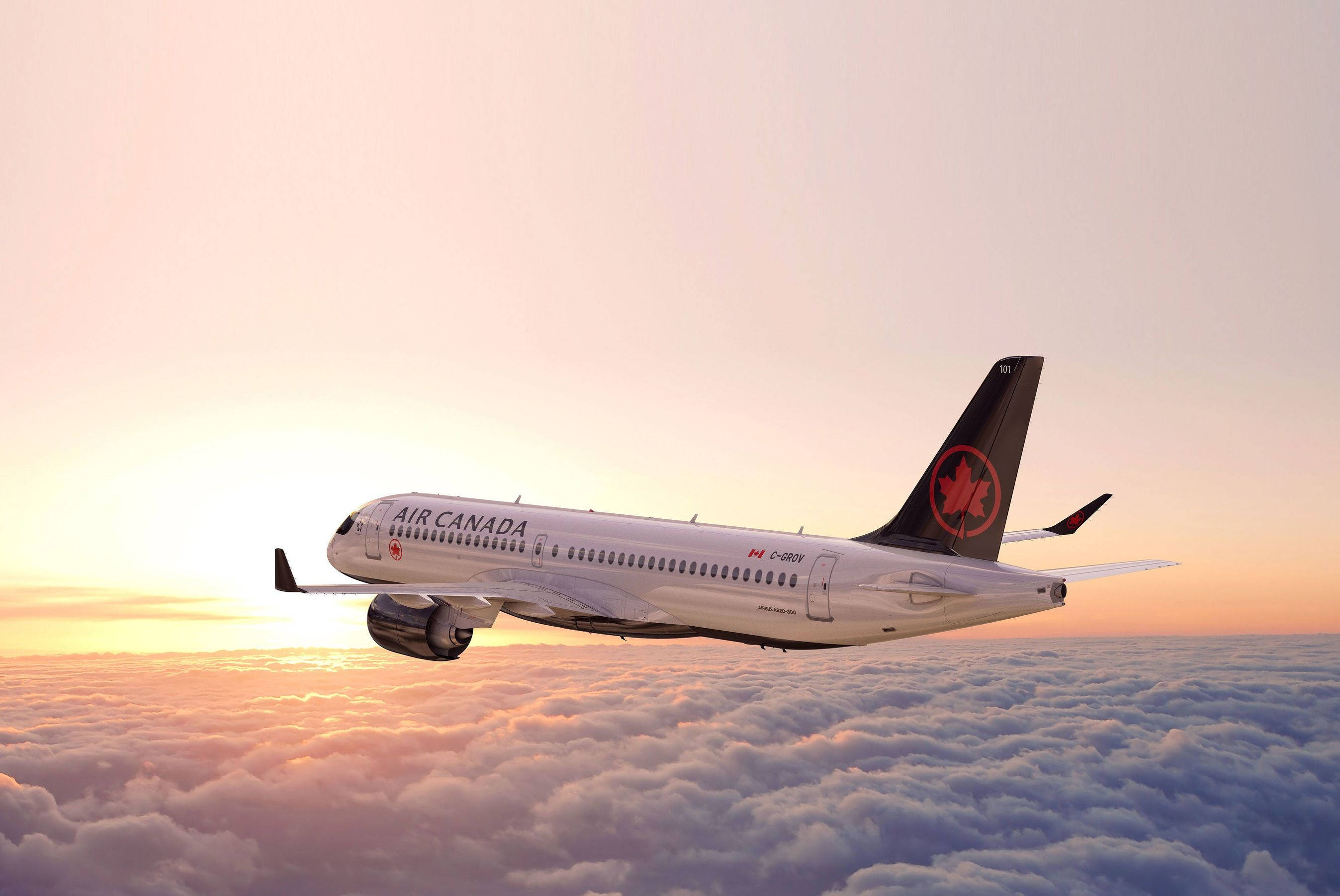 Air Canada, plane, thick clouds, 2K Desktop Wallpaper