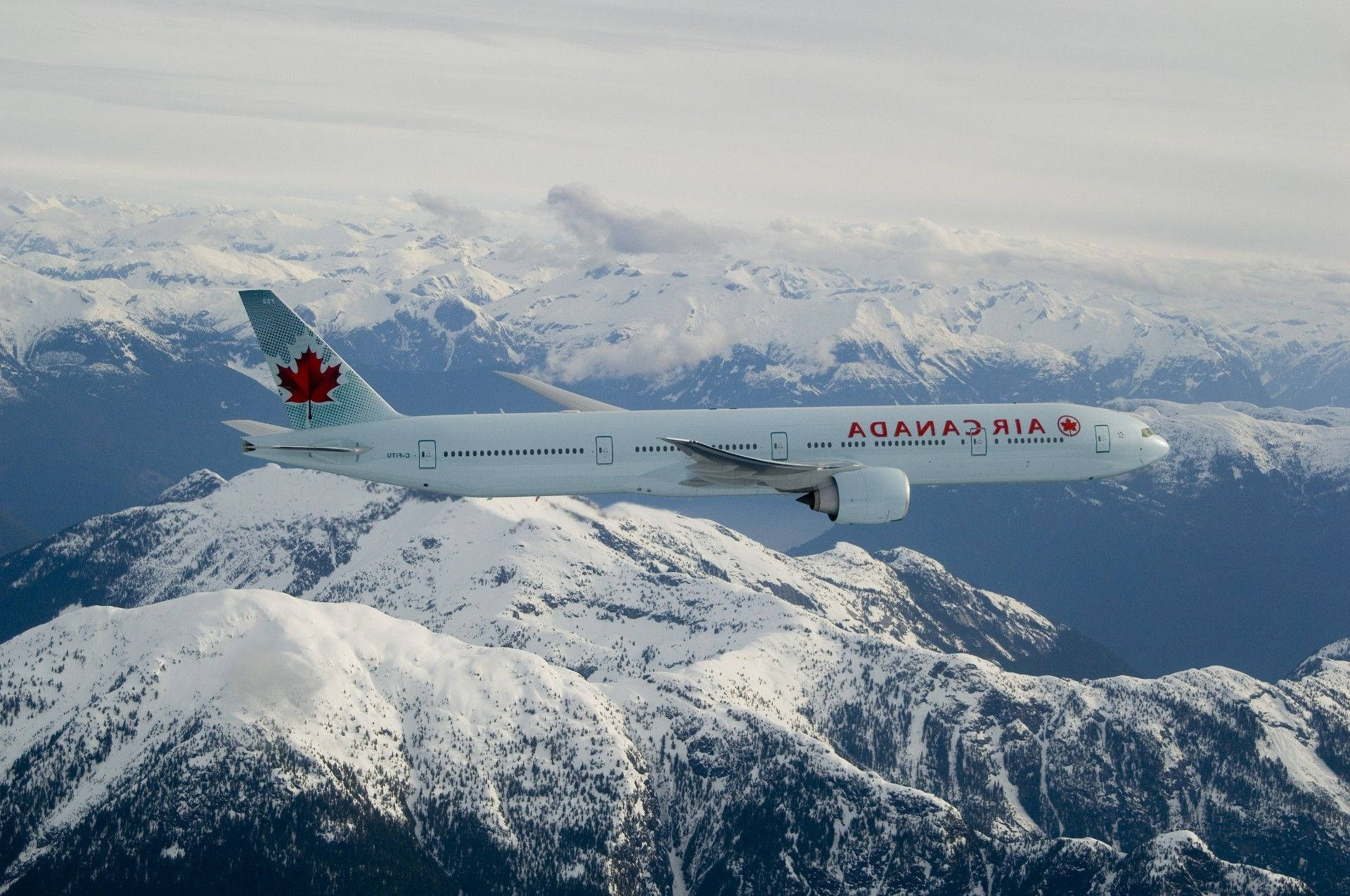Air Canada, airplane, mountain, Full HD Desktop Wallpaper